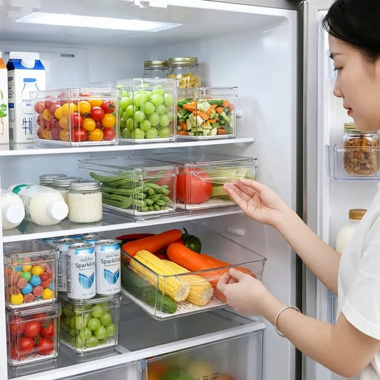 Plastic Refrigerator Organizer Bins Set Of 2