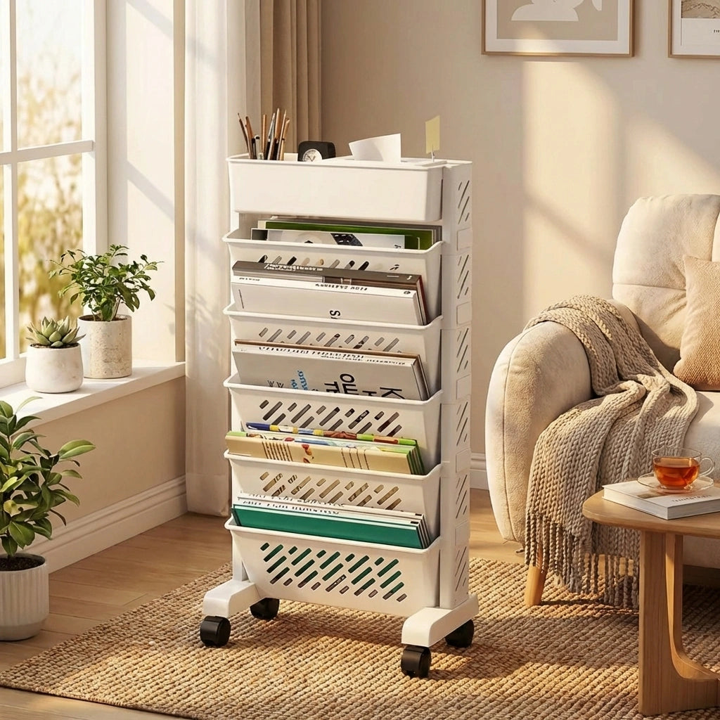Rotating Mobile Bookshelf Organizer