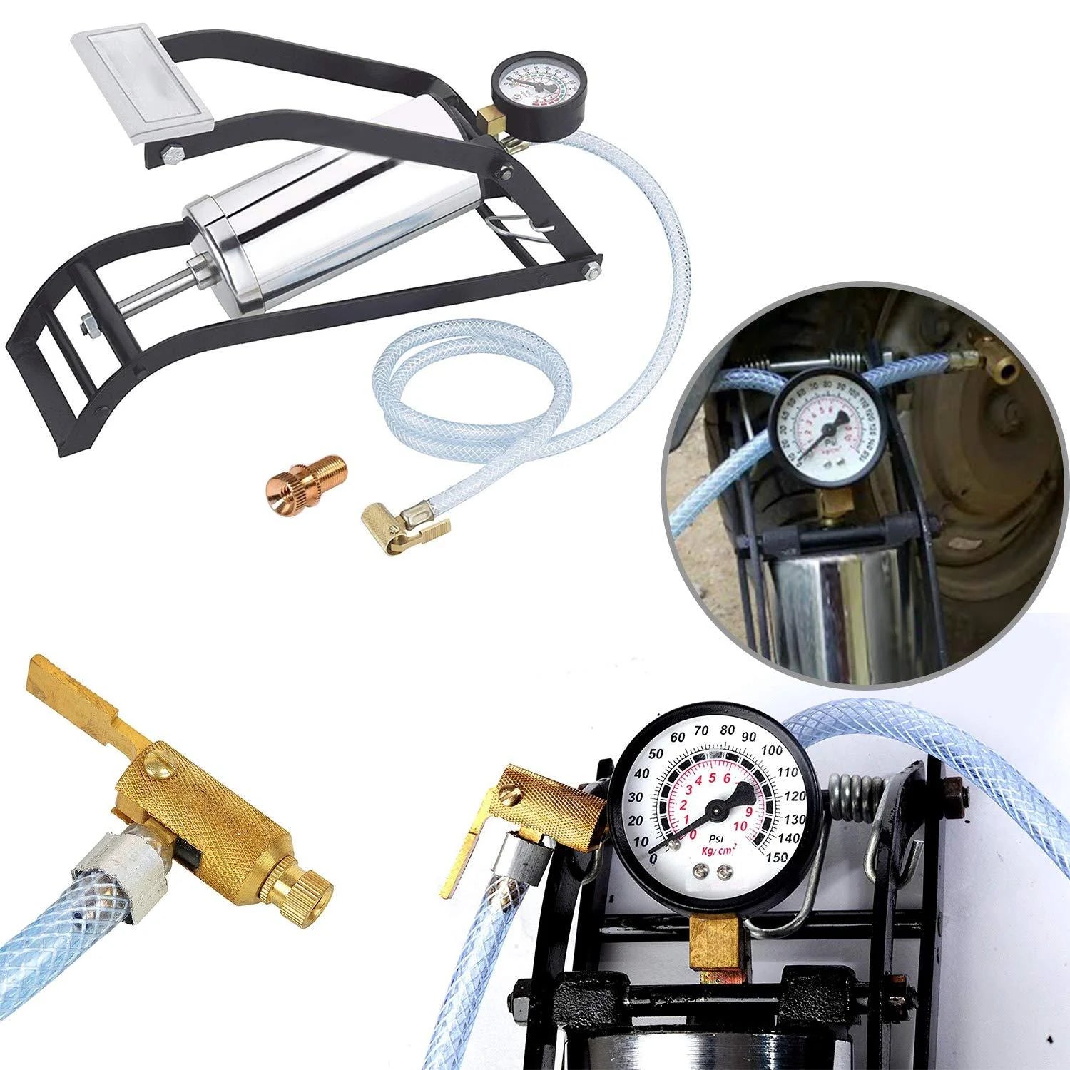 Heavy-duty air foot pump for vehicles