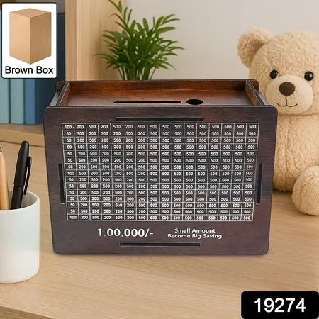 Wooden money piggy bank
