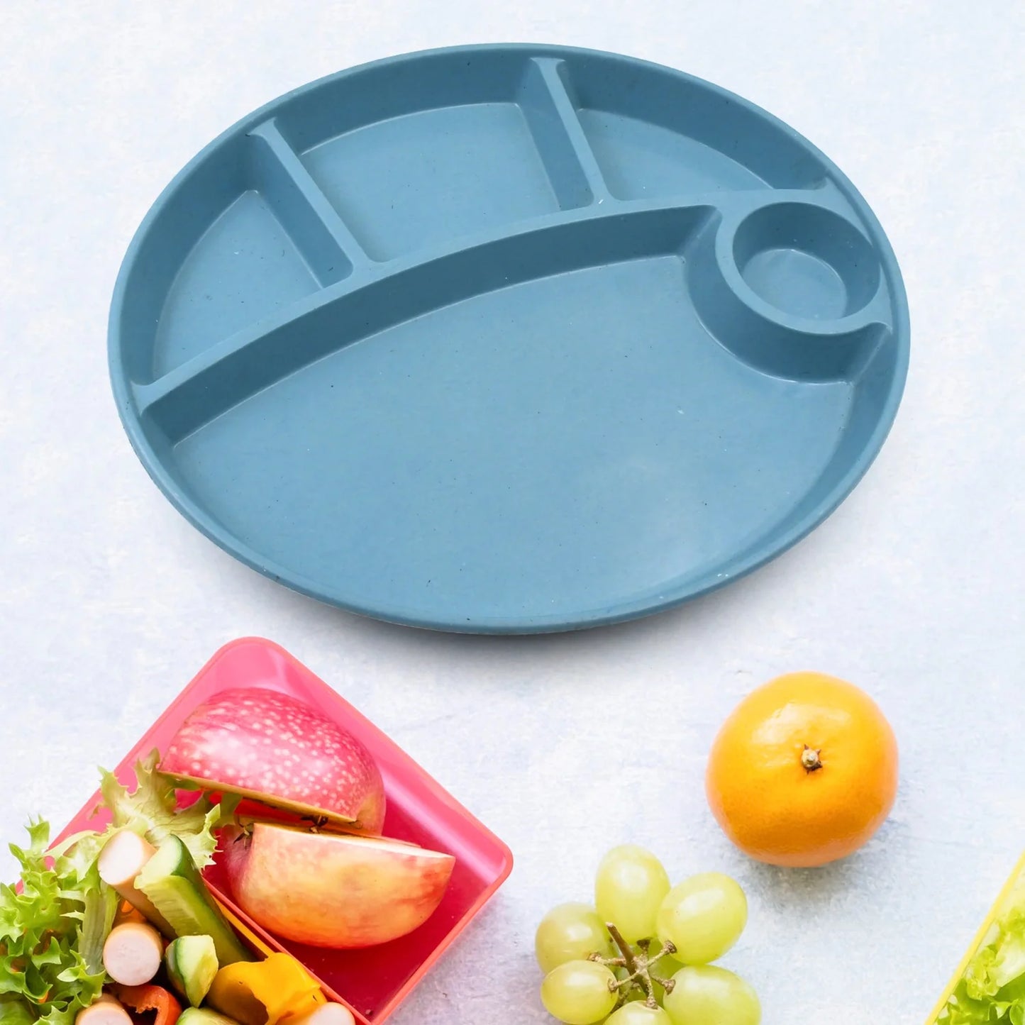 5 Compartment Plastic Plate – 1 Pc - Home & Kitchen