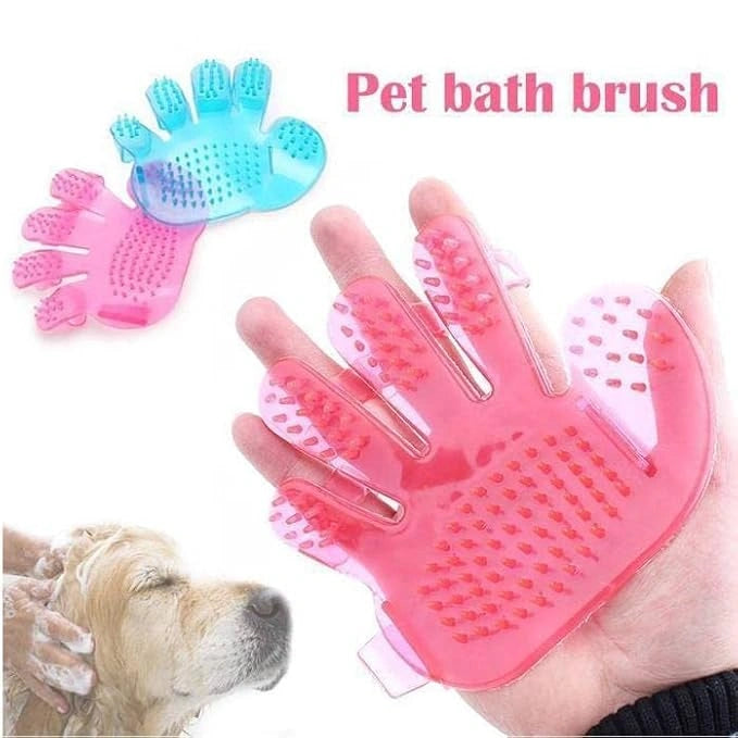 Pet grooming glove brush