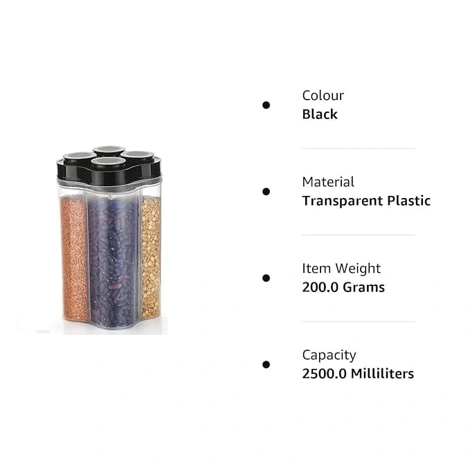 4 section food storage jar