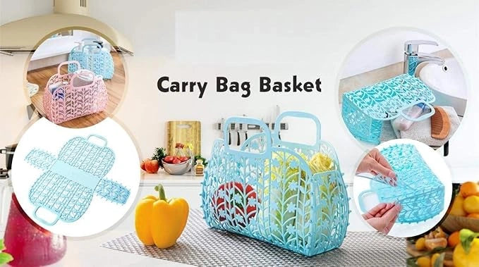 Plastic foldable basket bag – 3 pcs
