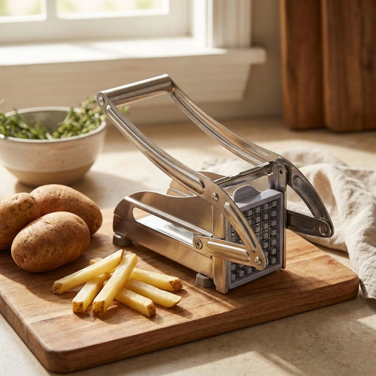 Stainless steel potato chip cutter machine with crank handle and slicing blade