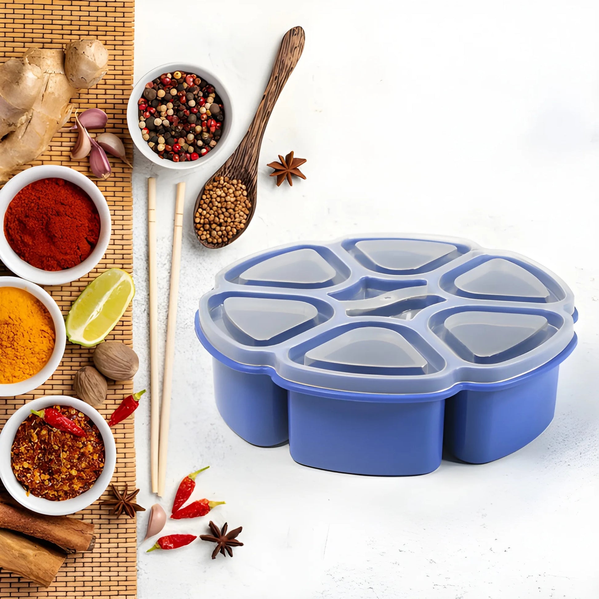 7-Compartment Spice Box - Home & Kitchen