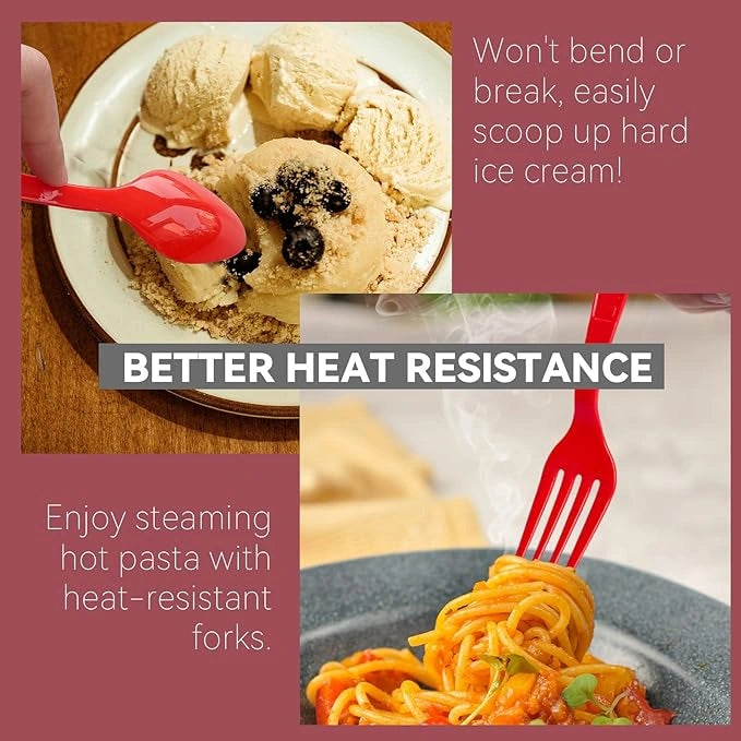 Red plastic forks – pack of 8