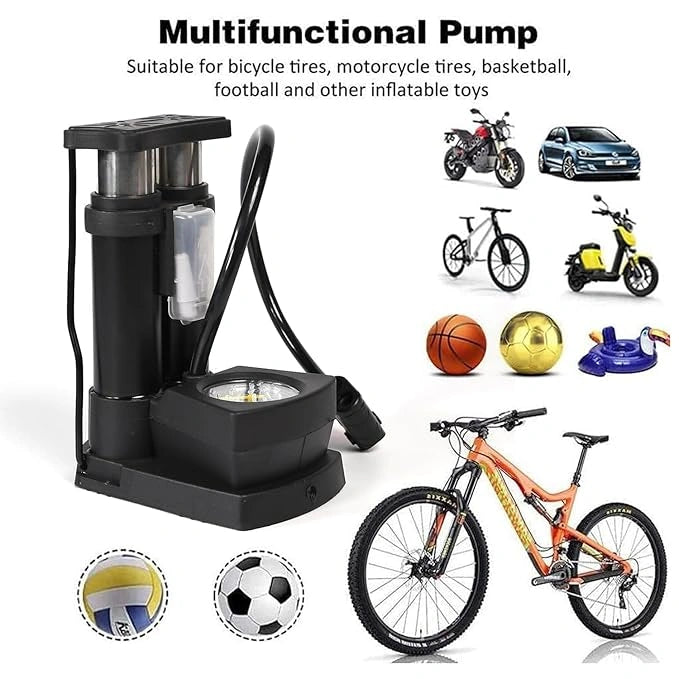 Portable mini bike pump with gauge