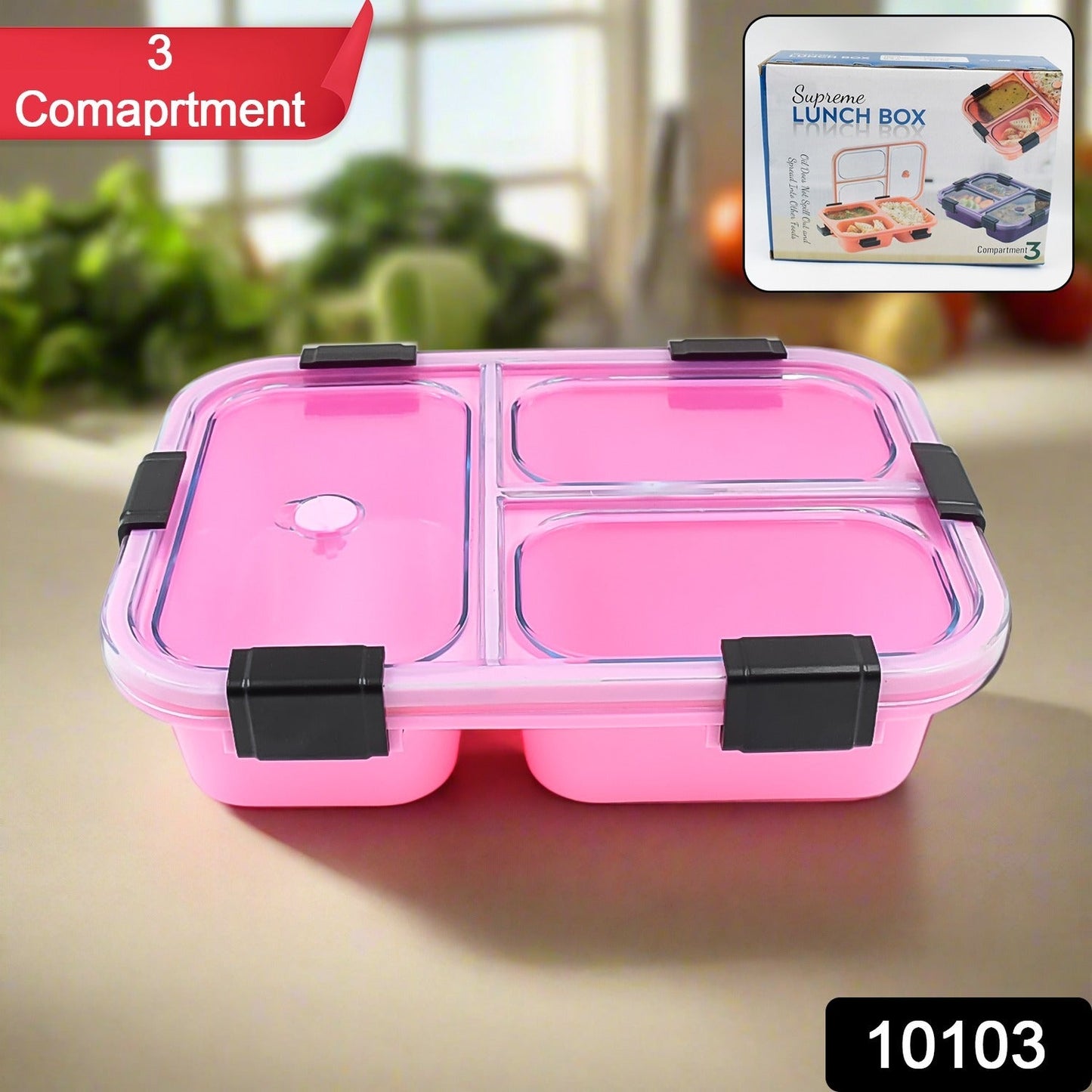 Leak-Proof 3-Compartment Lunch Box