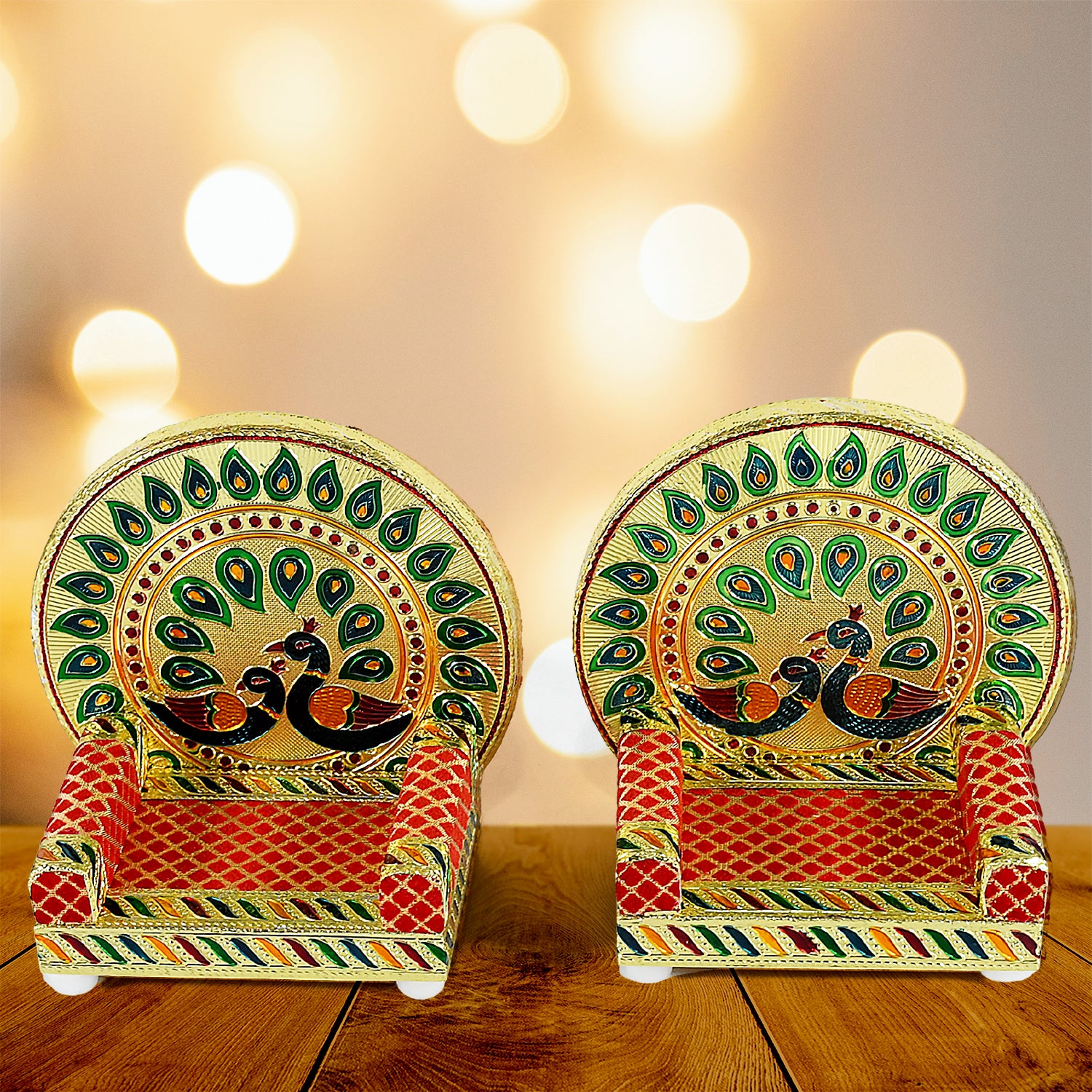 Best meenakari work laddu gopal singhasan for pooja mandir (2 pc set) - 2025 | fast shipping