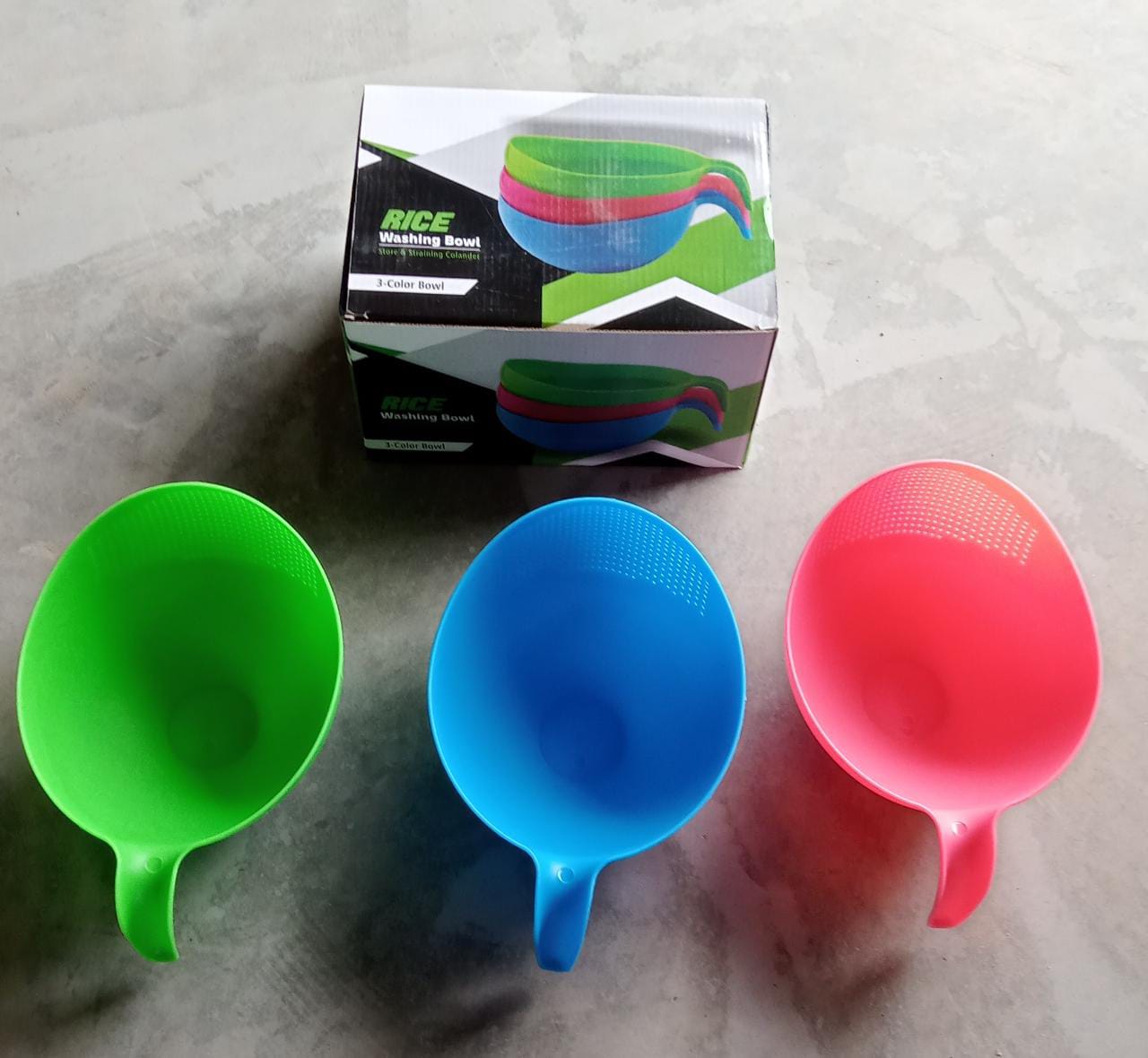 Plastic Rice & Food Strainer – 3 Pcs