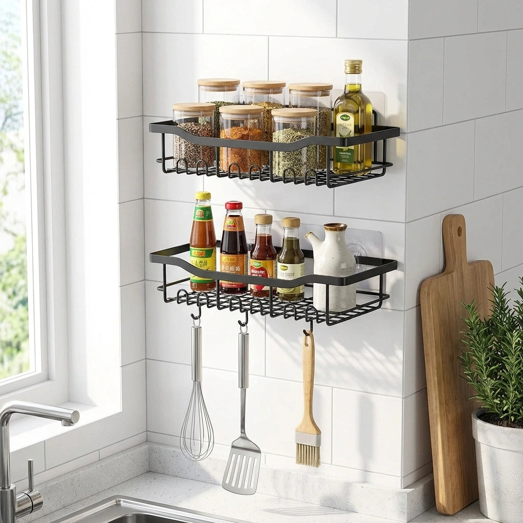 No-Drill Shower Shelf Combo