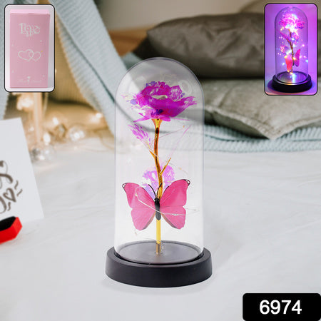 Best led decorative rose with butterfly in transparent plastic dome (1 pc battery not included) - 2025 | fast shipping