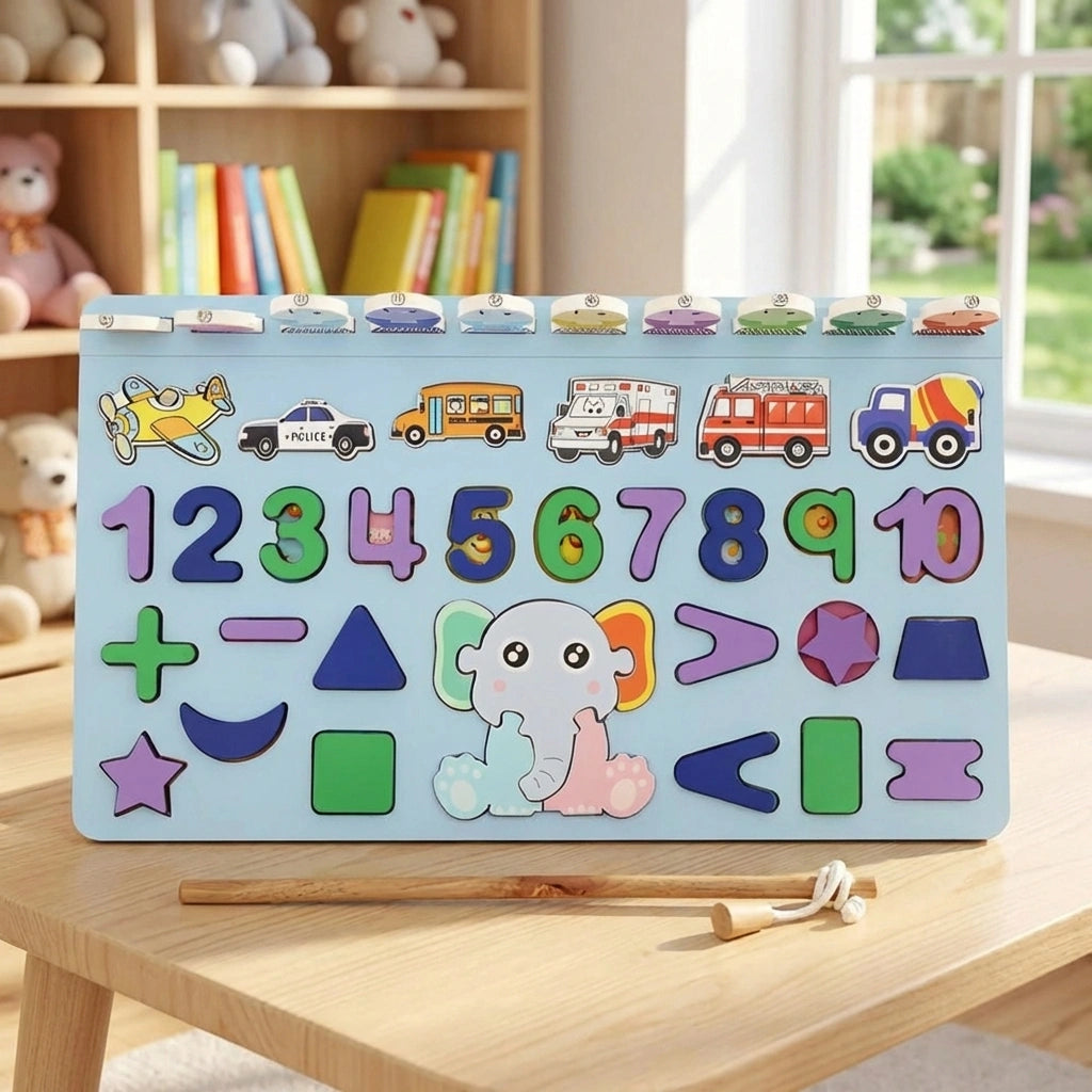 Wooden Number Puzzle Board