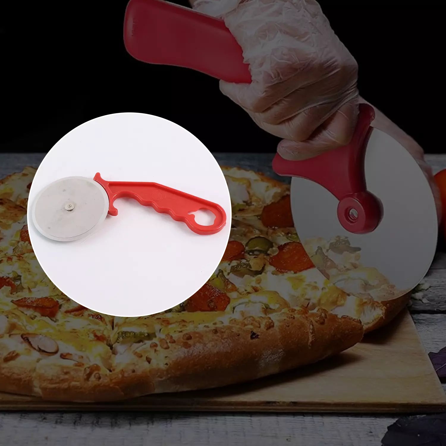 Stainless steel pizza cutter