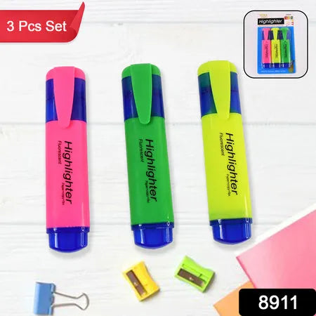 Highlighter pen assorted colours (3 pcs set)