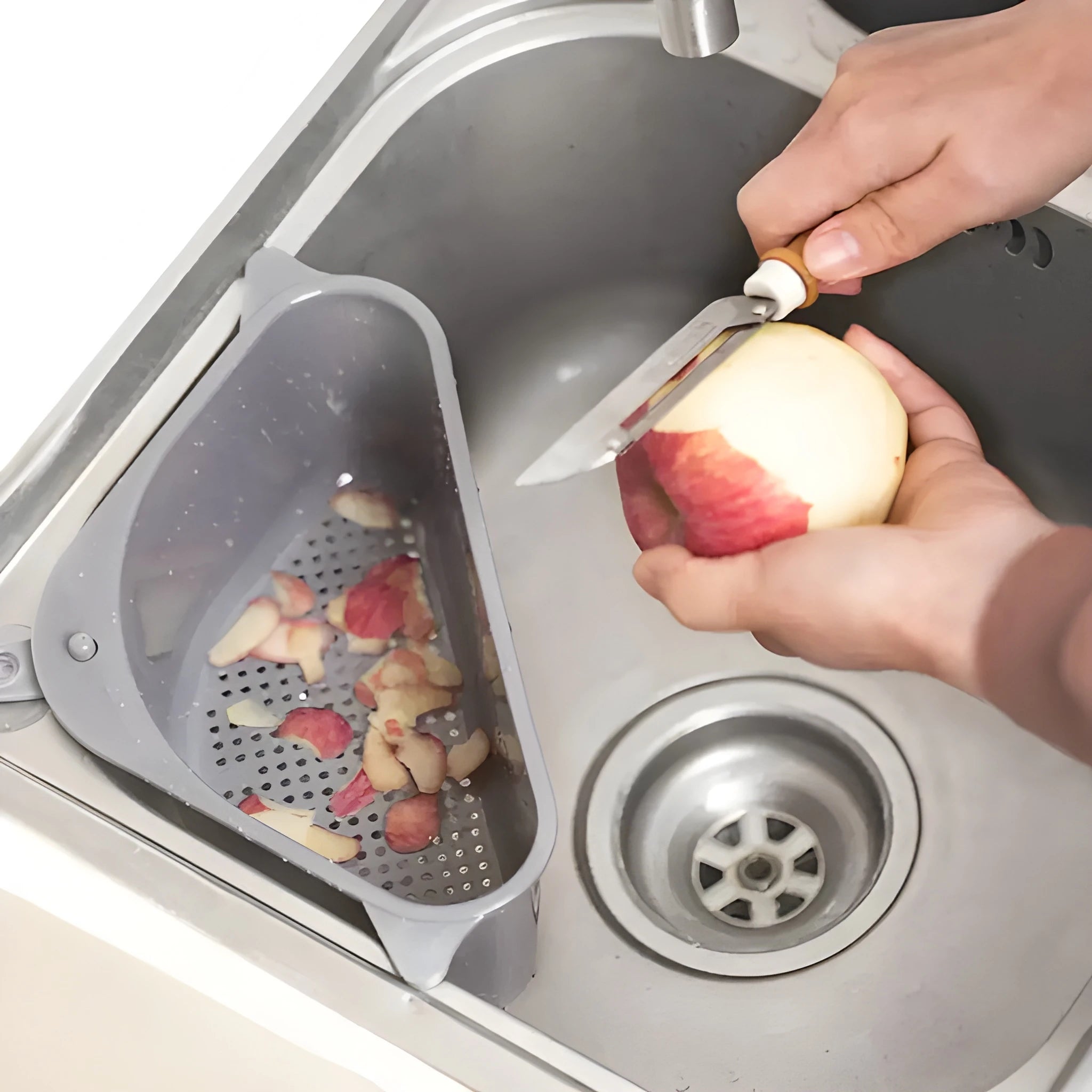 Corner sink organizer shelf