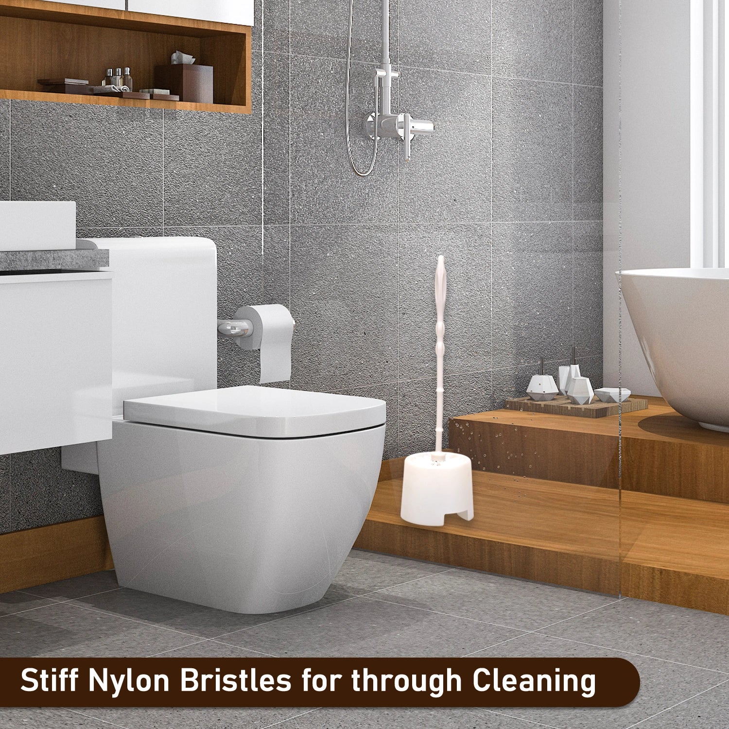 Toilet brush with potted holder