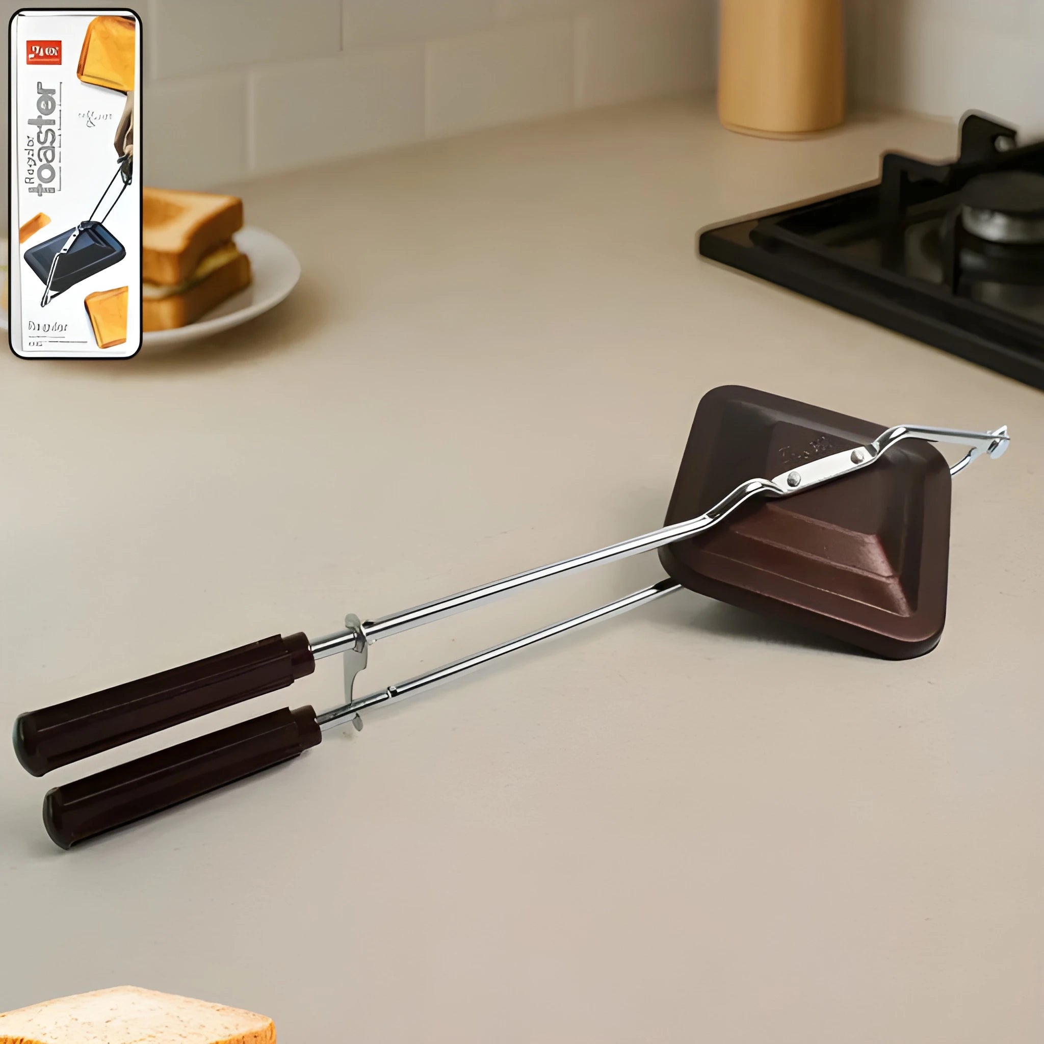 Flame-based sandwich toaster