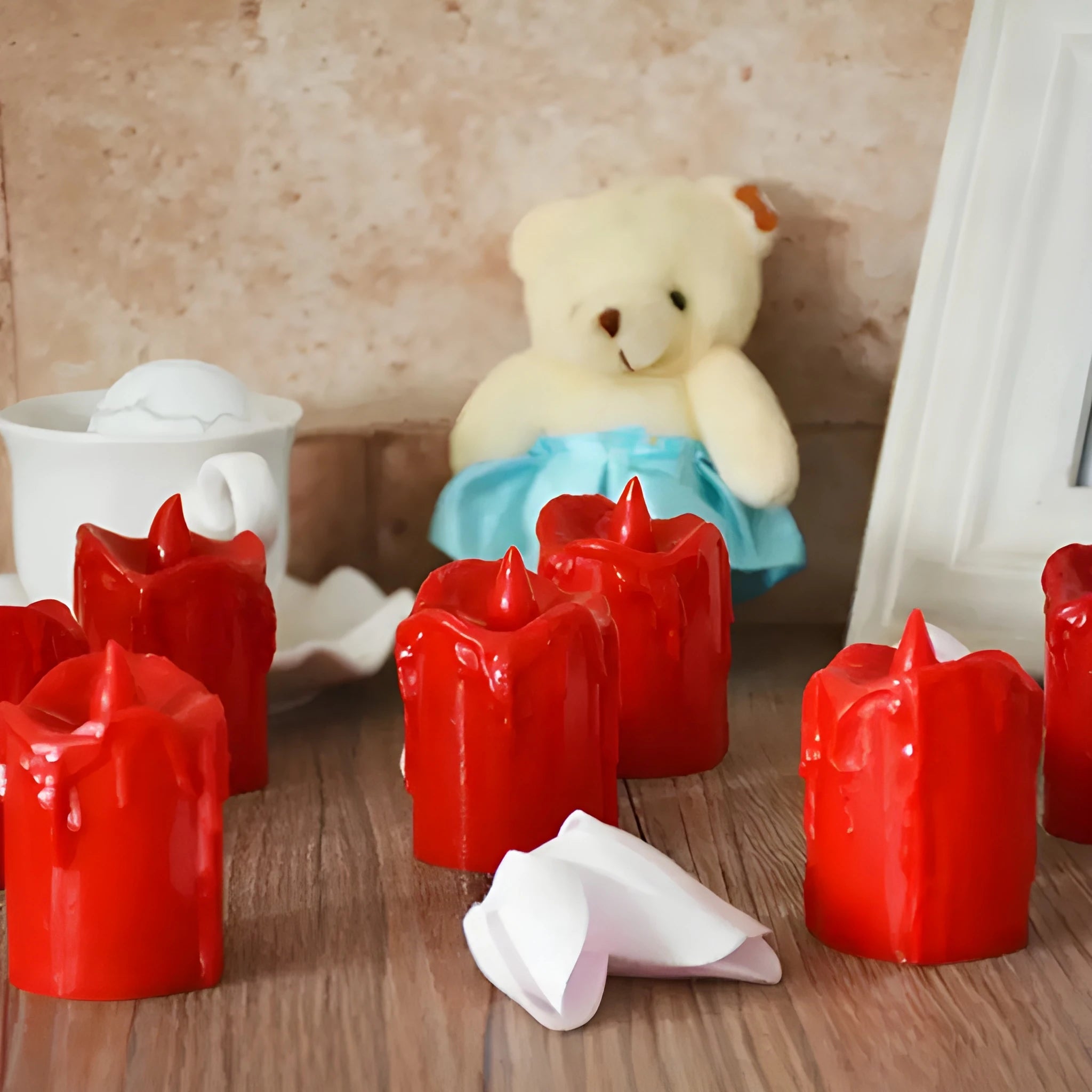 Flameless melted led candles