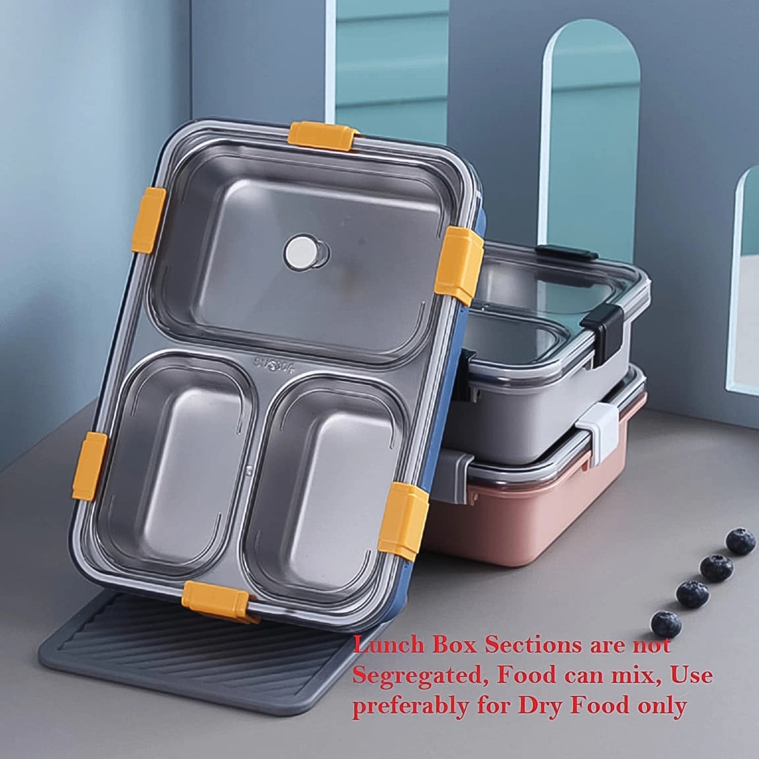 3-compartment steel lunch box