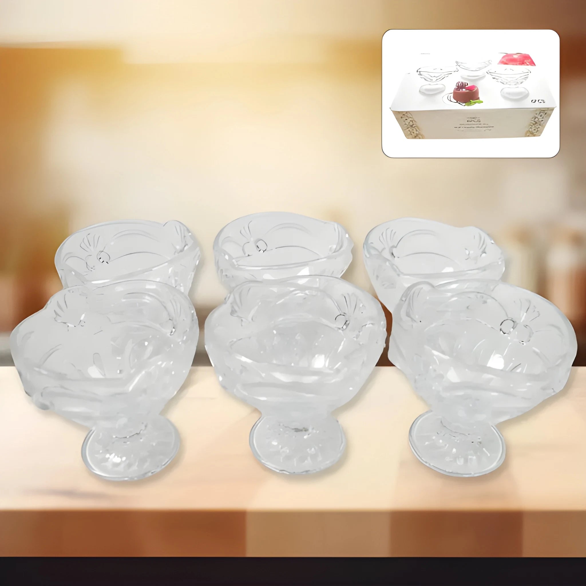 Glass sundae cup set