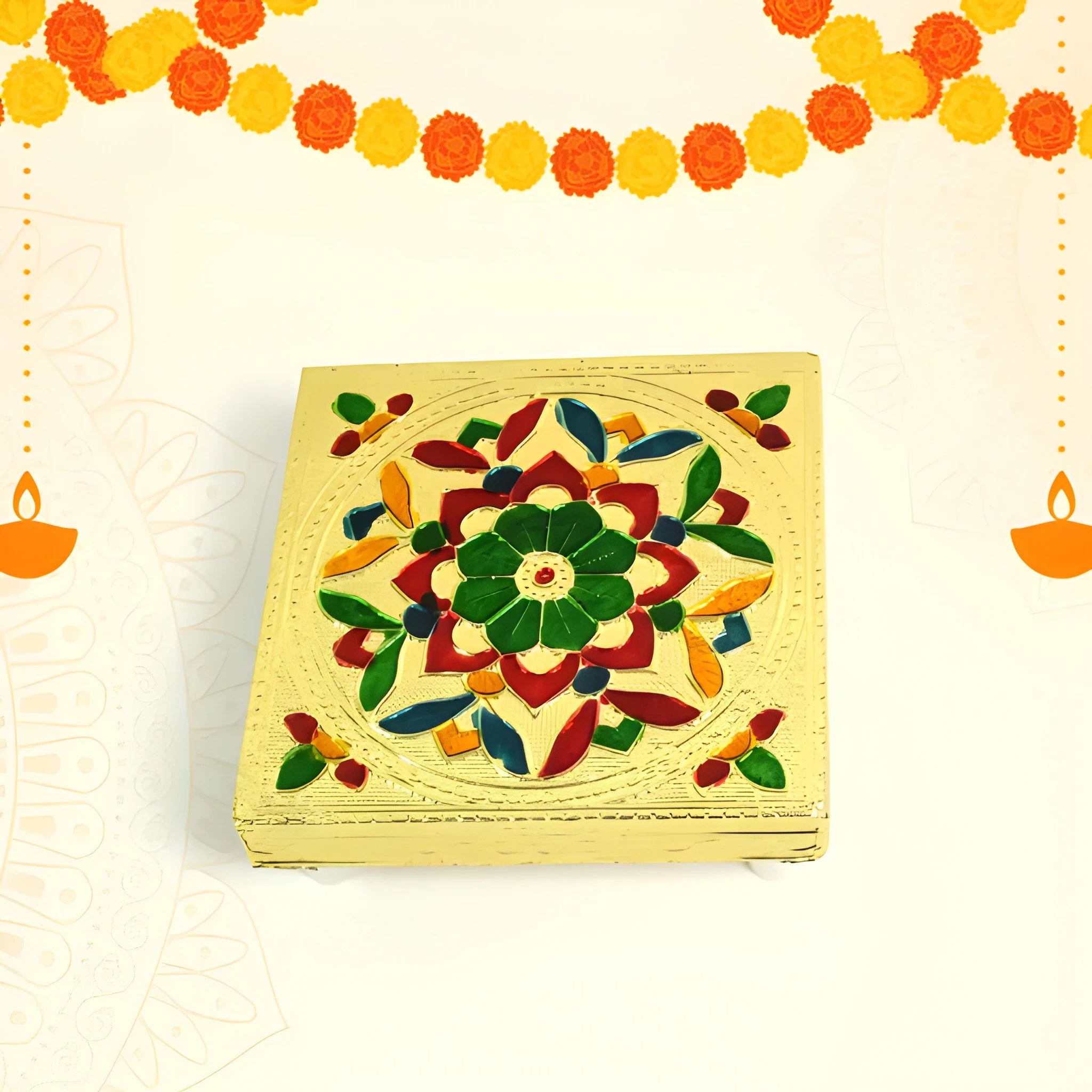 Hand-painted pooja chowki