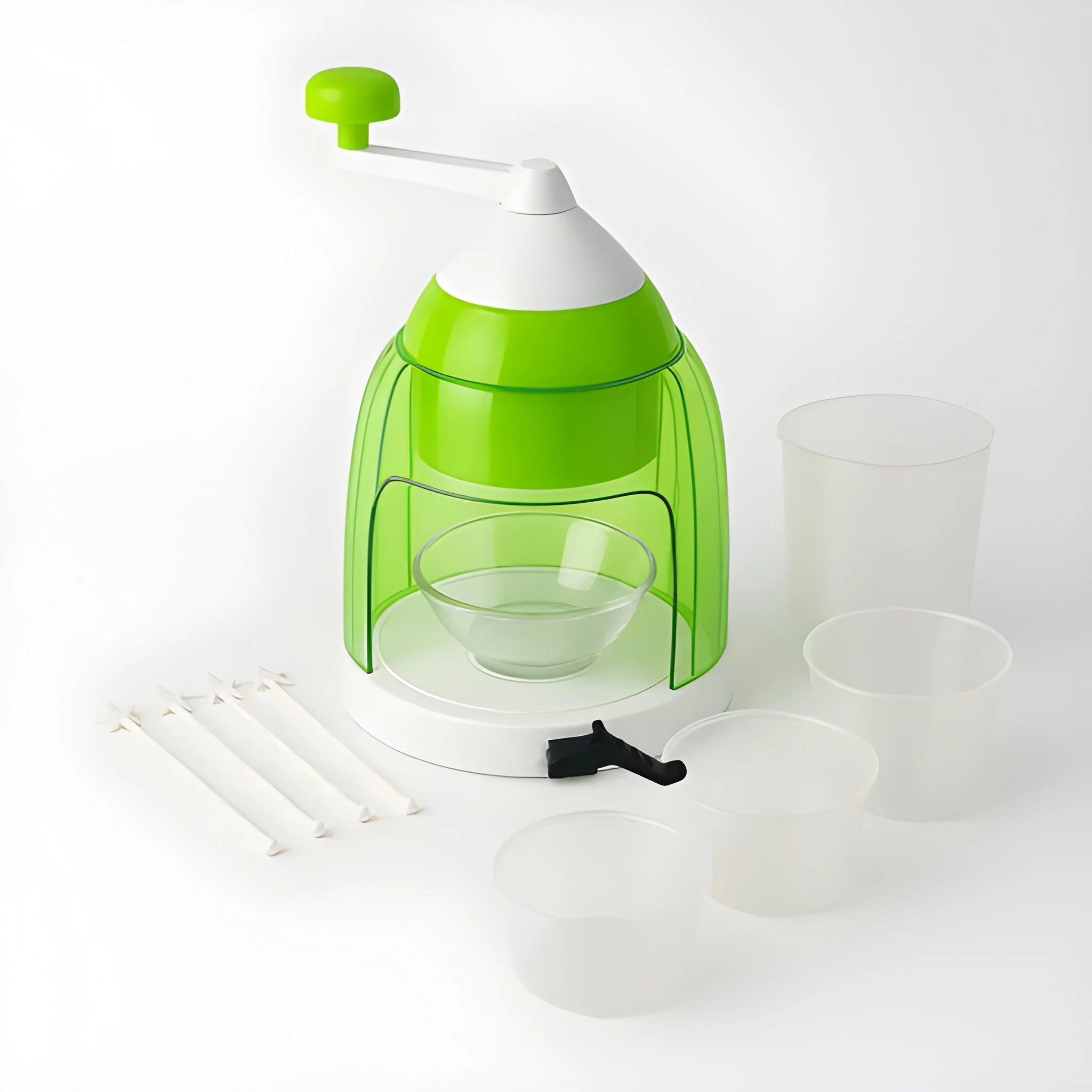 Hand crank snow cone maker