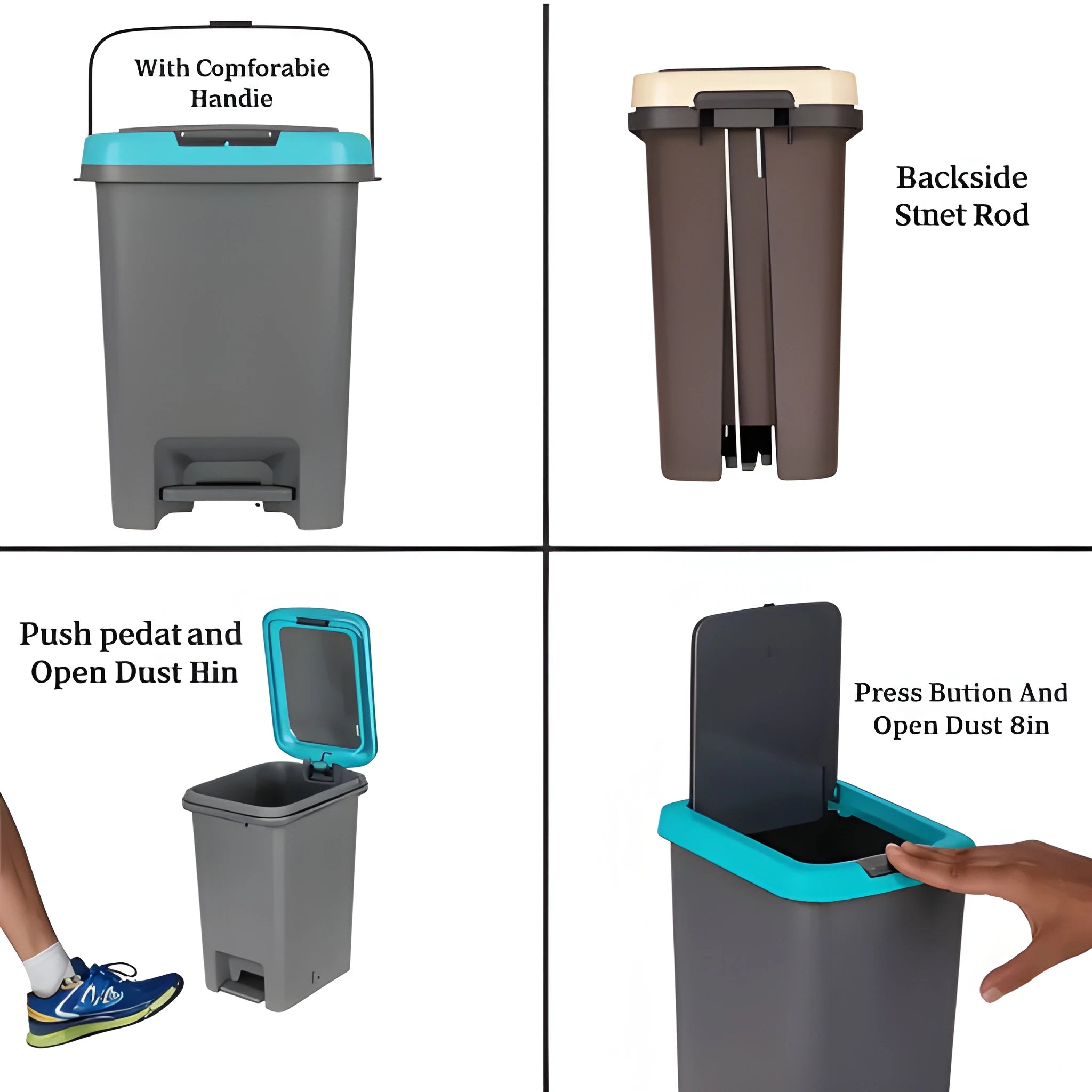 Hands-free pedal dustbin