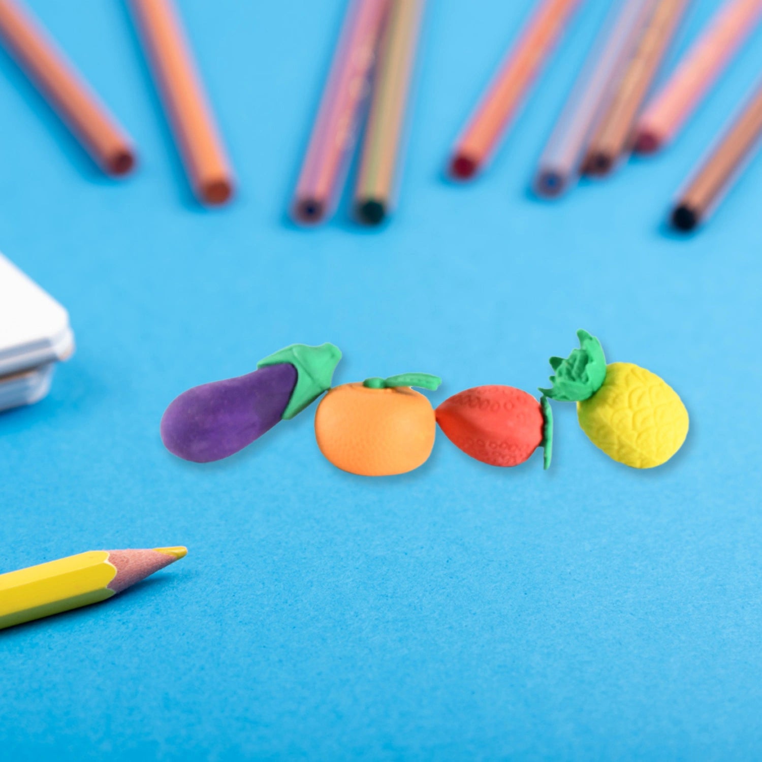 3D Fruits & Vegetables Erasers Set - Office