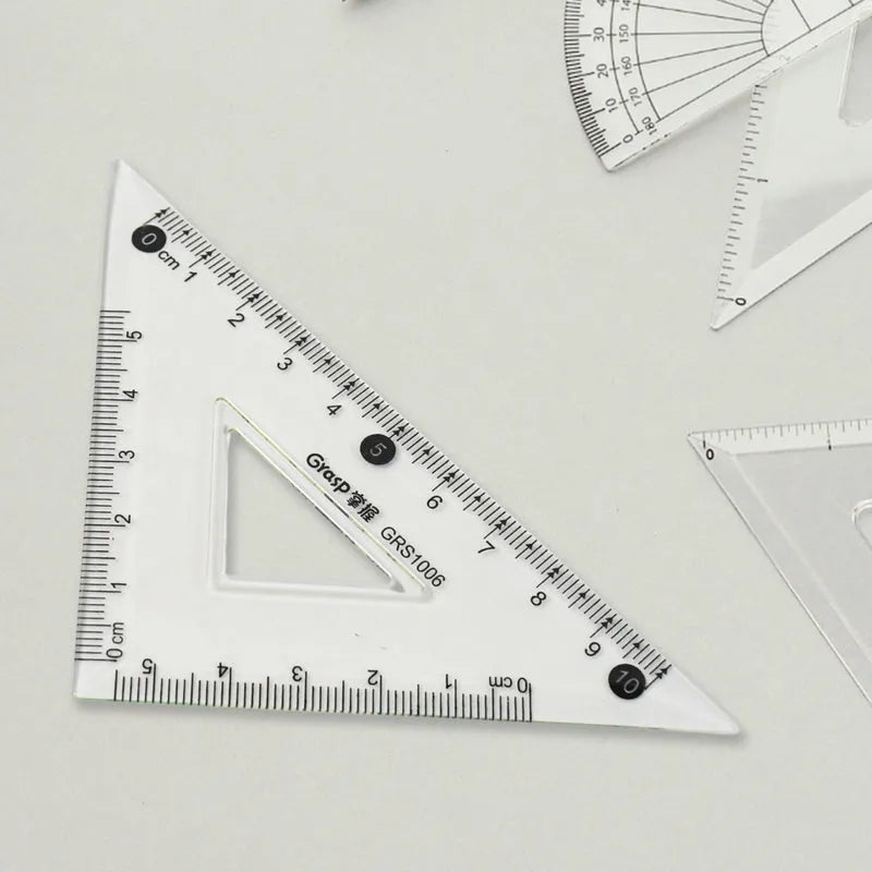 4-piece Geometry Set Triangle Ruler Protractor Straight - Office