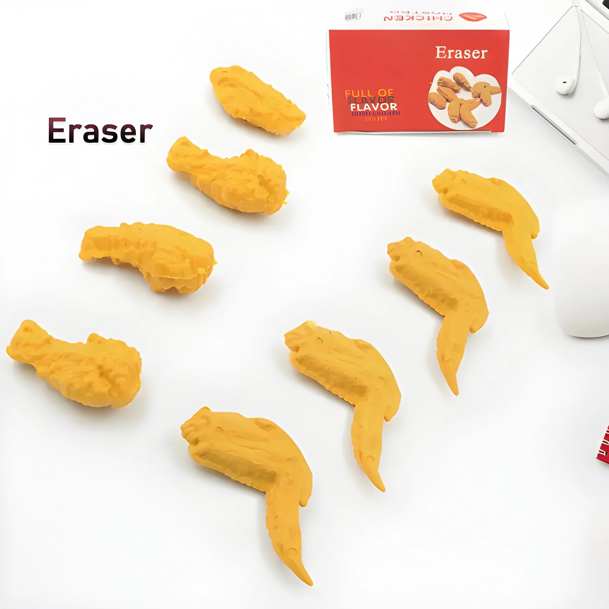 Kawaii chicken wing erasers