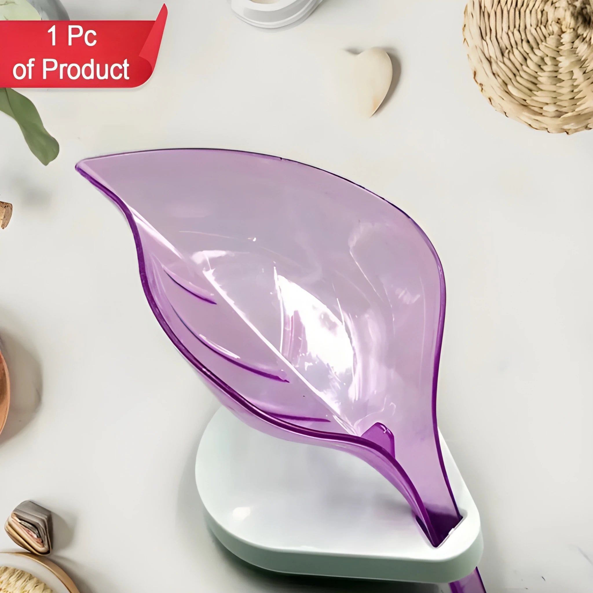 Leaf self-draining soap tray