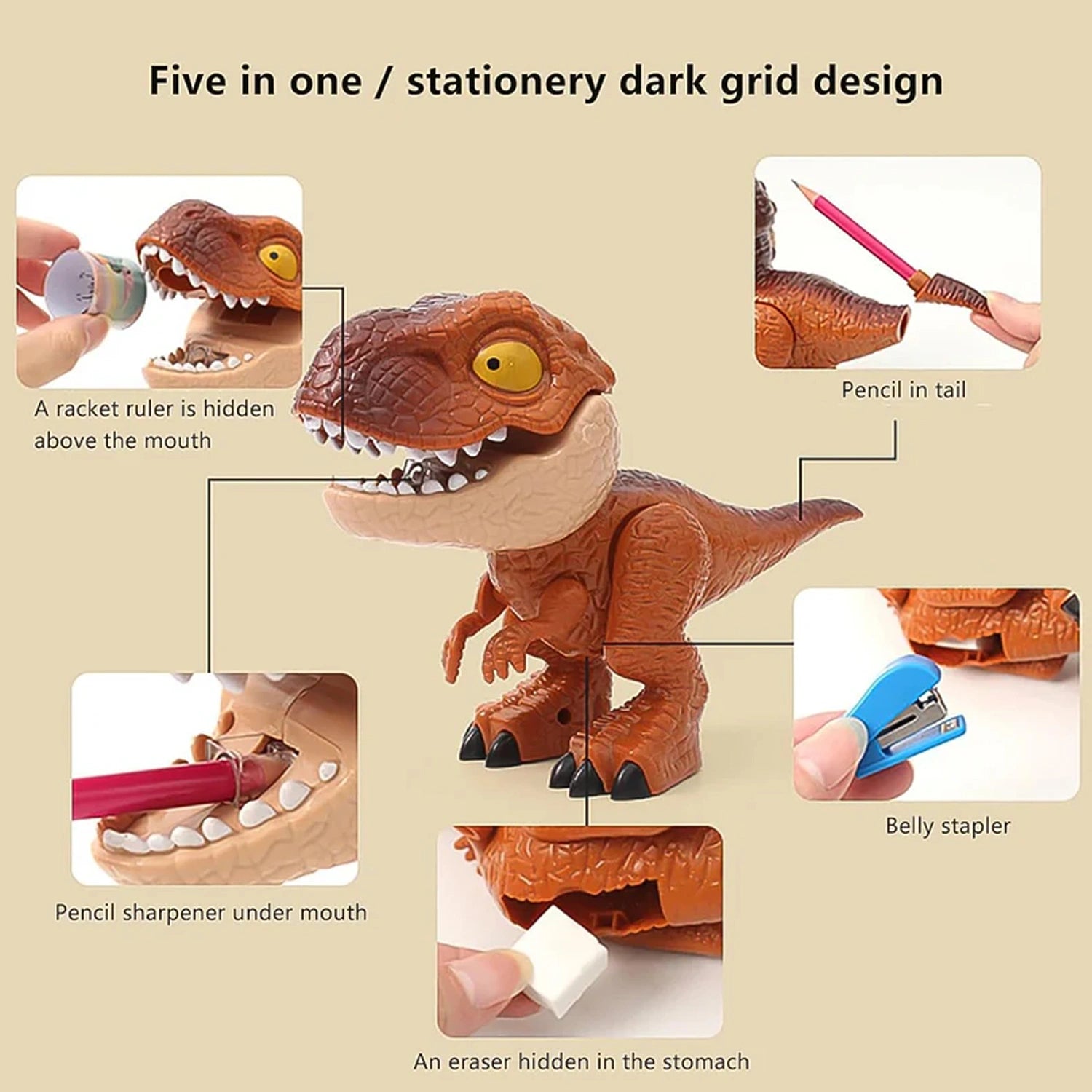 5-in-1 dinosaur stationery set