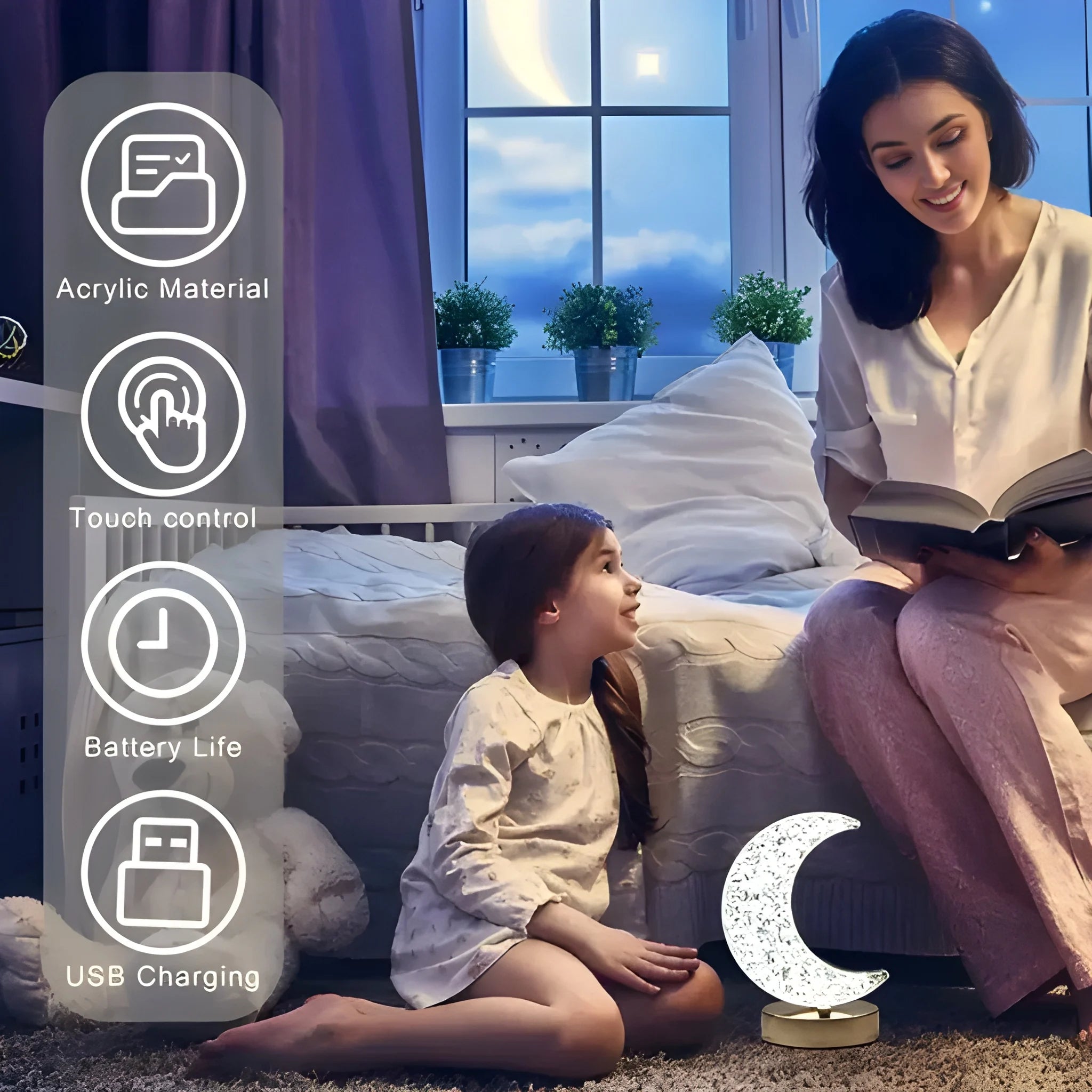 Moon shape touch table lamp