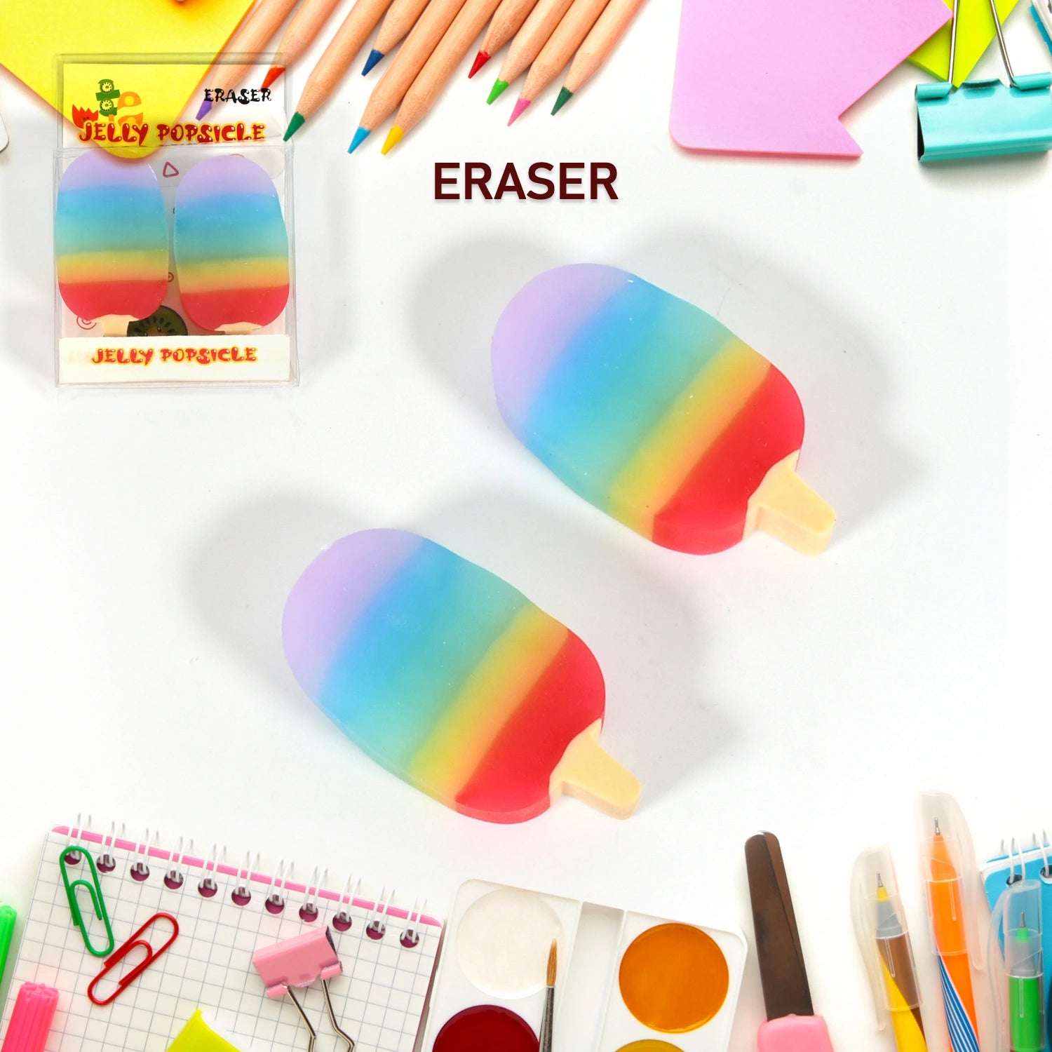 Jelly Popsicle 3D Eraser Set – 2 Pcs - Office