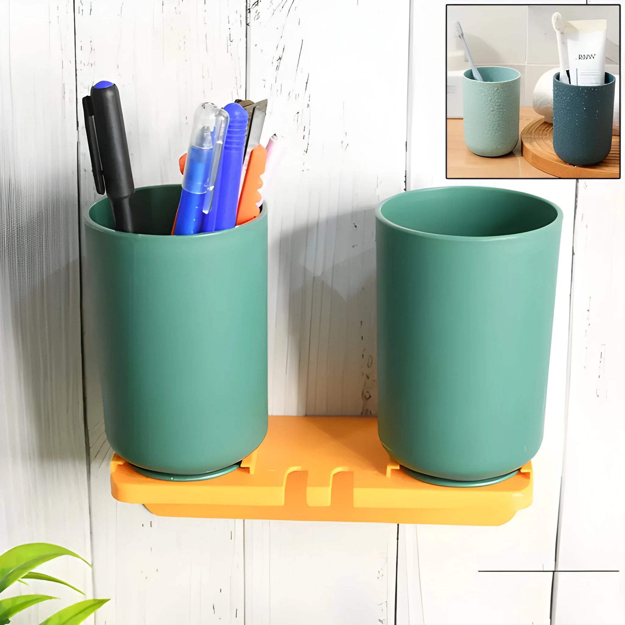 No-drill toothbrush organizer