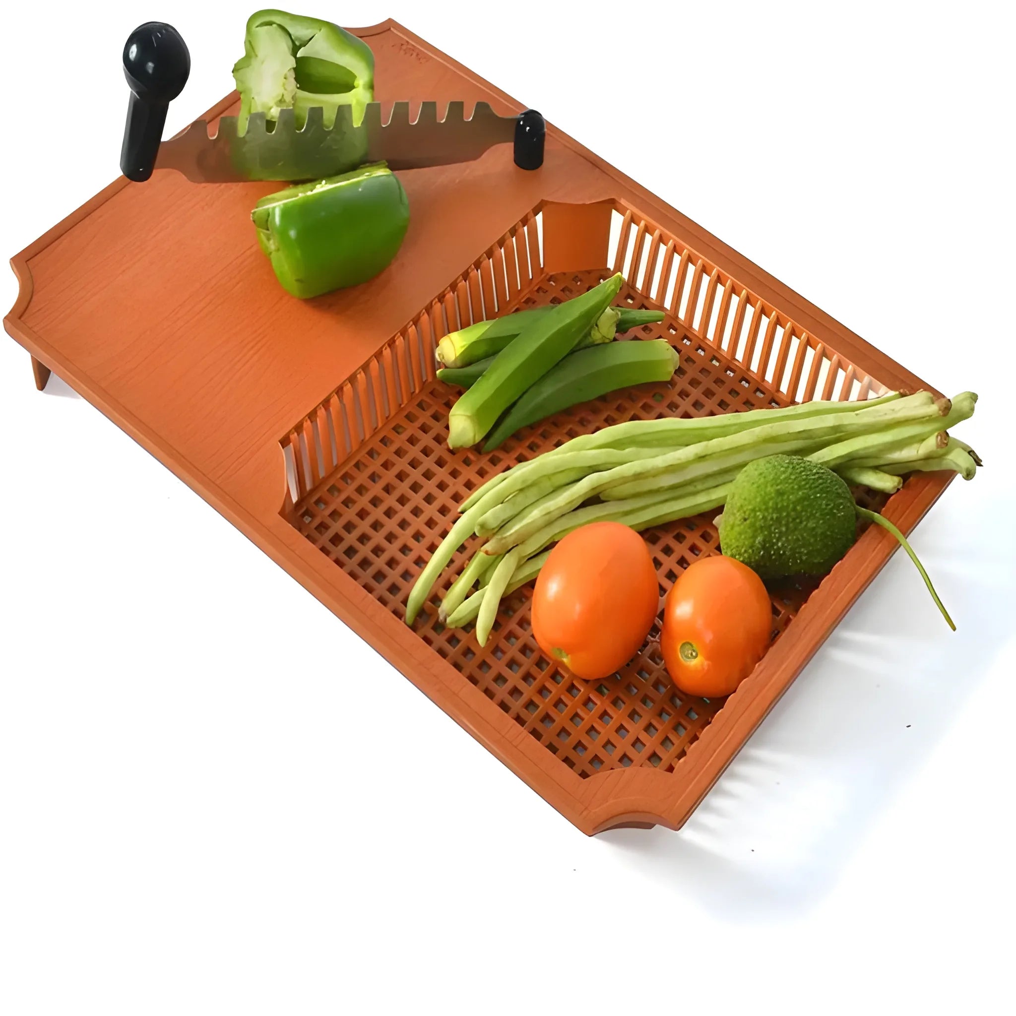 Non-slip cutting board tray