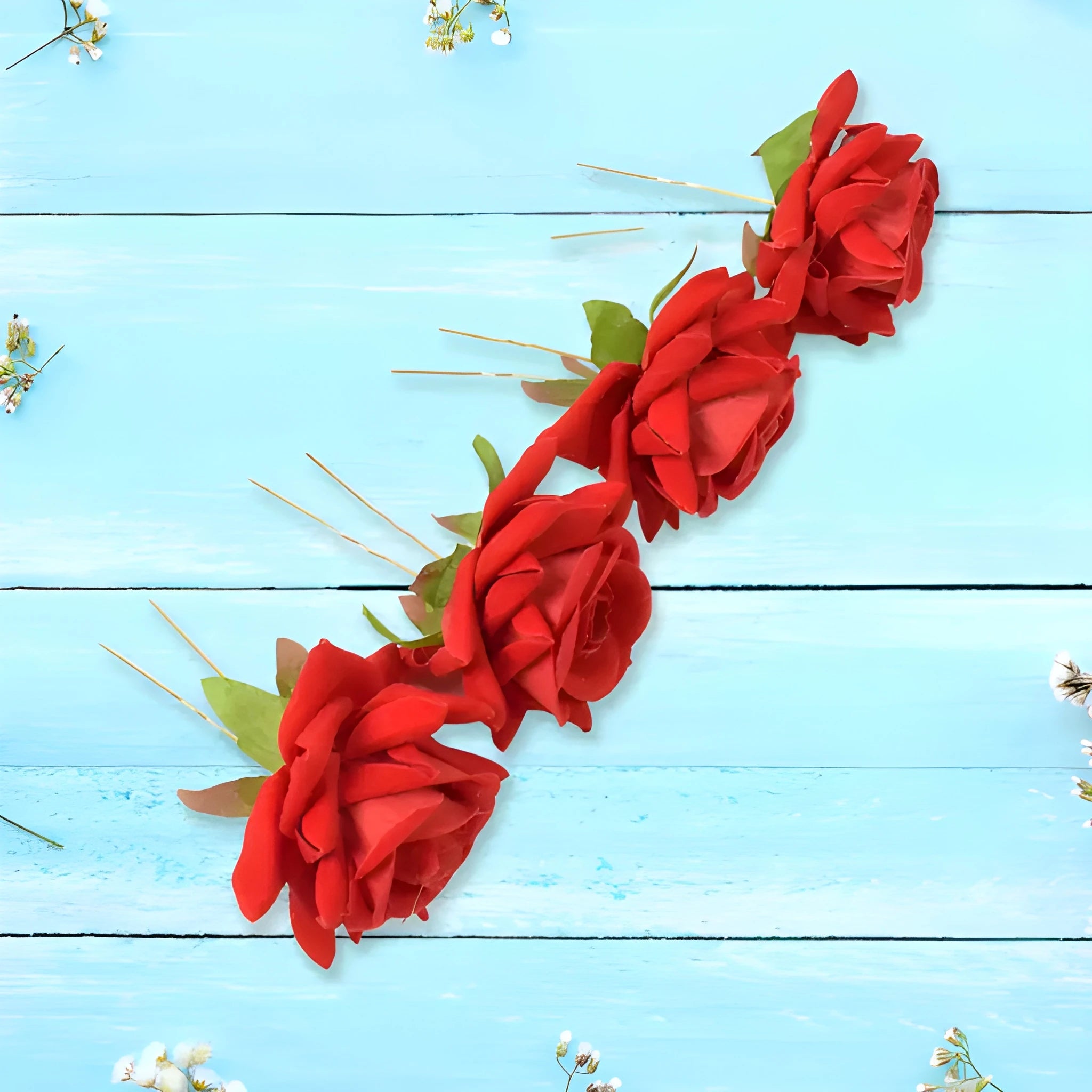 Red rose hair clips