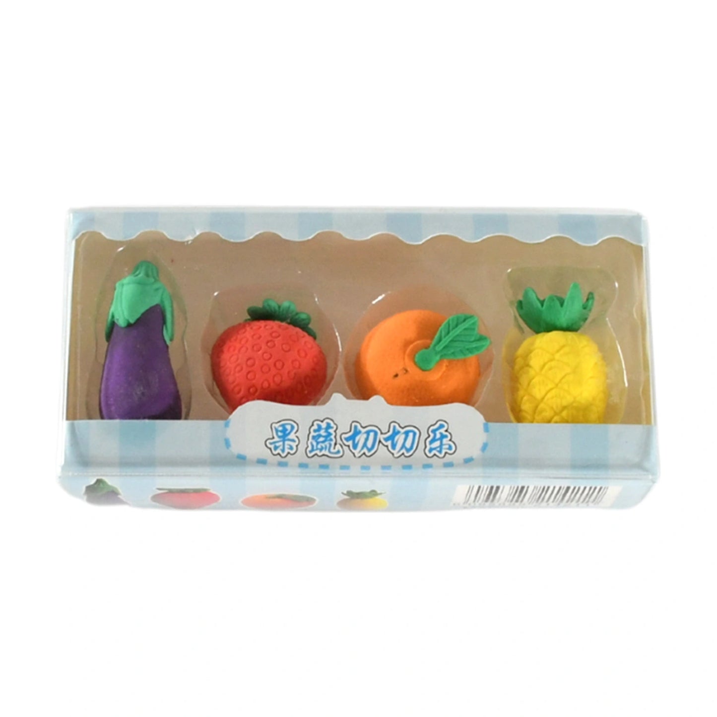 3D Fruits & Vegetables Erasers Set - Office