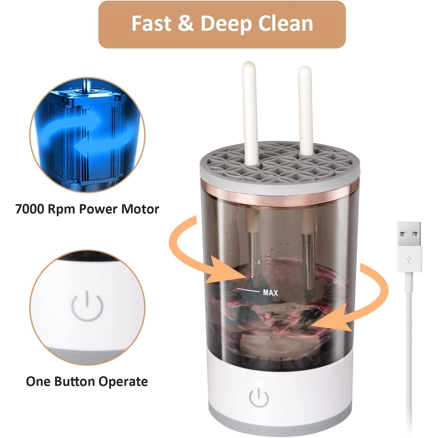 Automatic makeup brush cleaner