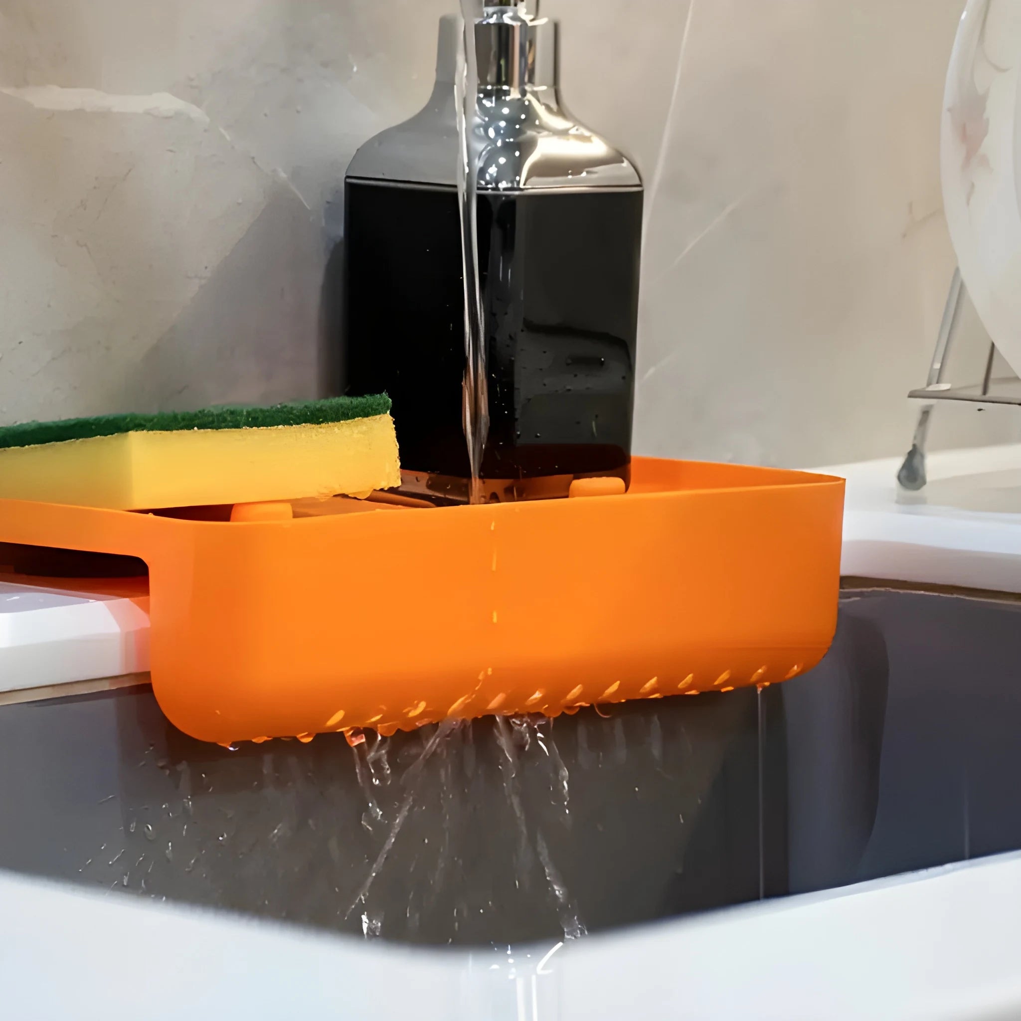Space-saving sink drainer shelf