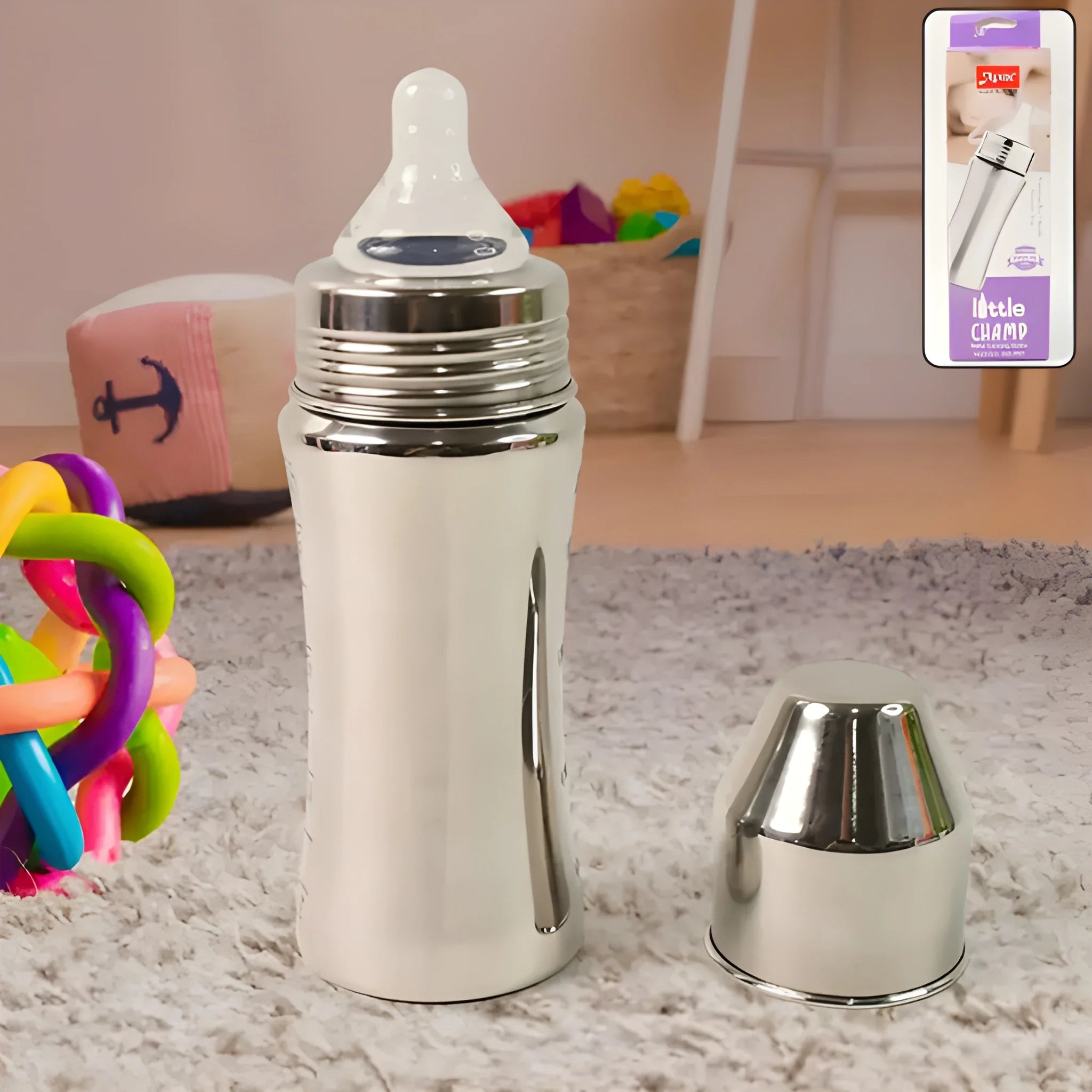 Stainless steel baby feeding bottle