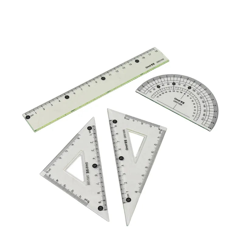 4-piece Geometry Set Triangle Ruler Protractor Straight - Office