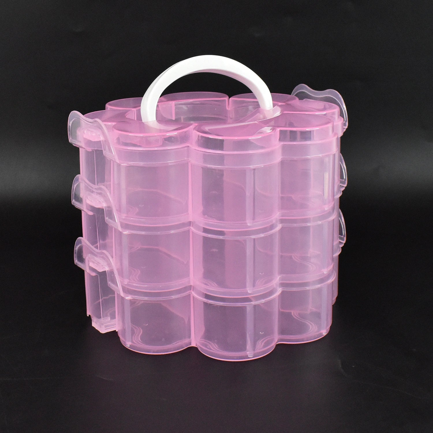 Flower-shaped 3-layer organizer box