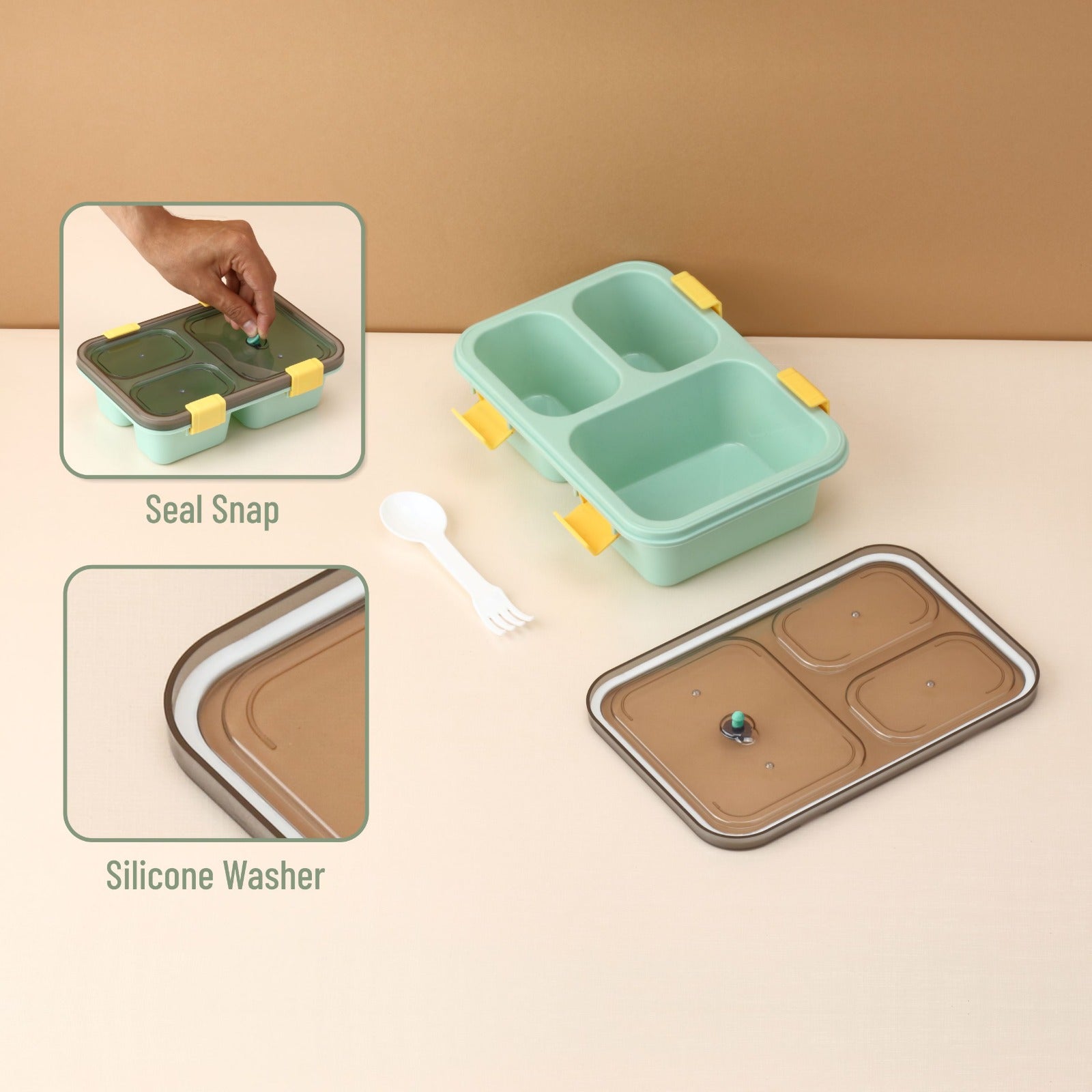 SnapLock 3-Compartment Lunch Box