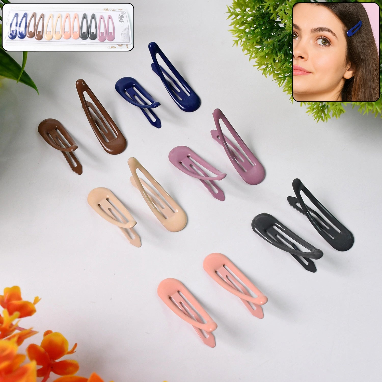 Matte metal hair clips – 12 pcs