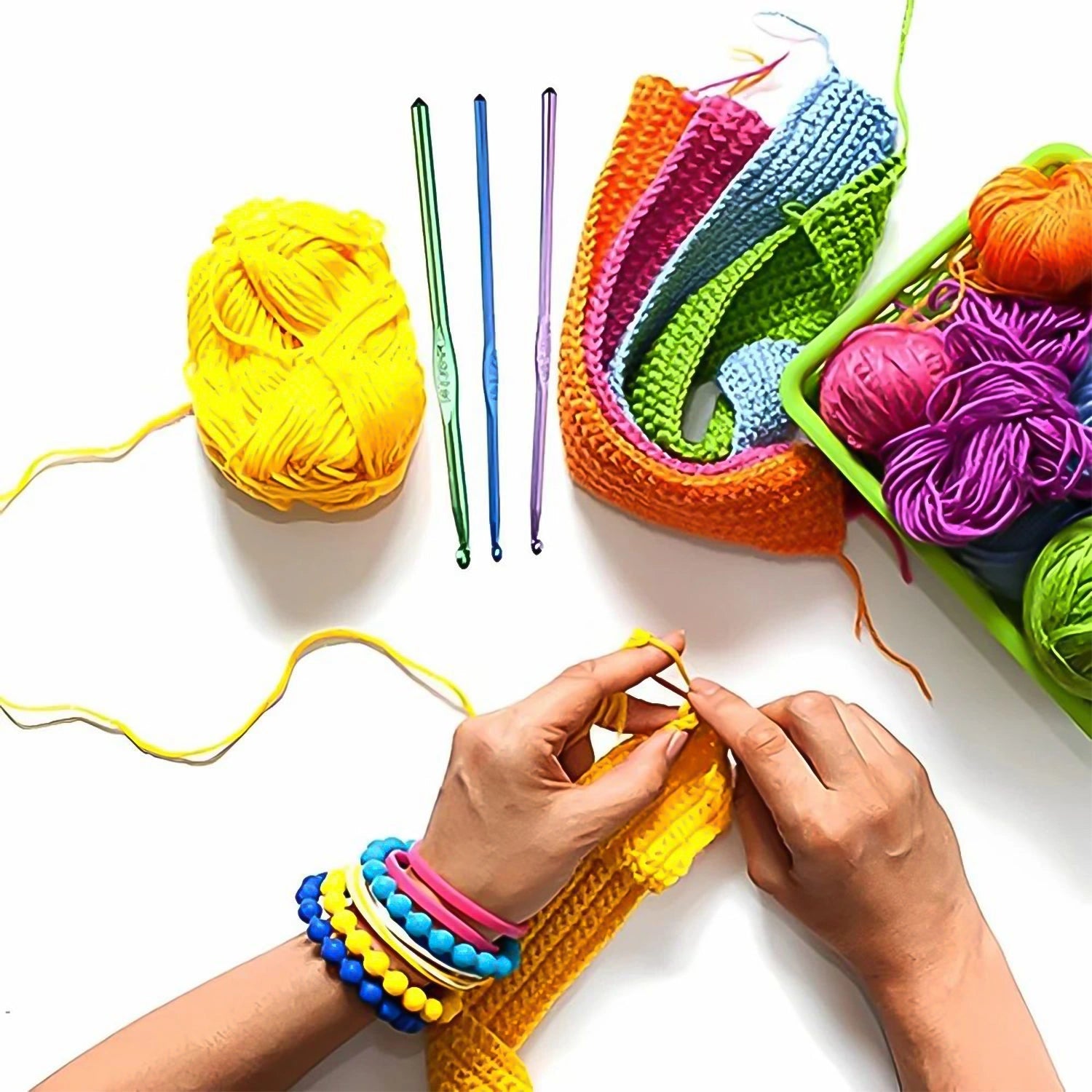 Aluminium crochet needle set