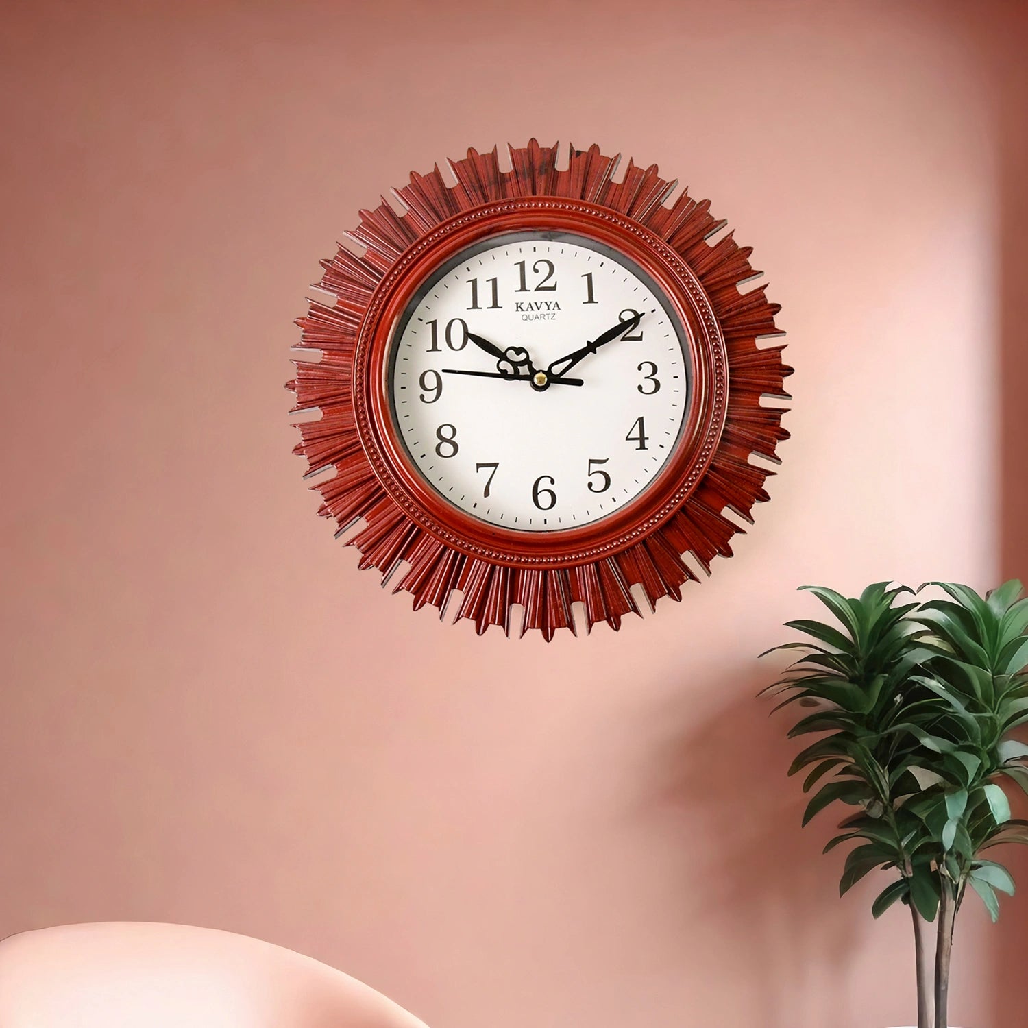 Wooden look designer wall clock
