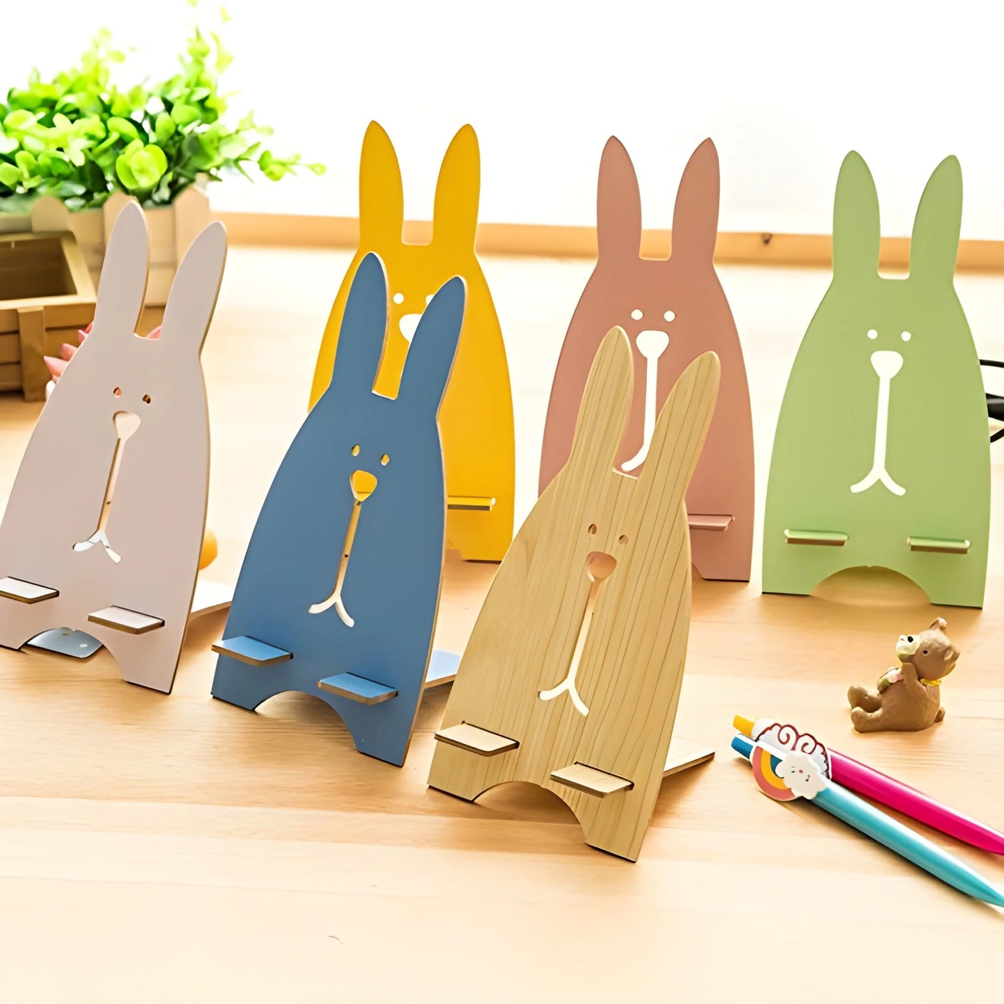 Wooden Cute Lovely Rabbit Design Mobile Stand - Accessories
